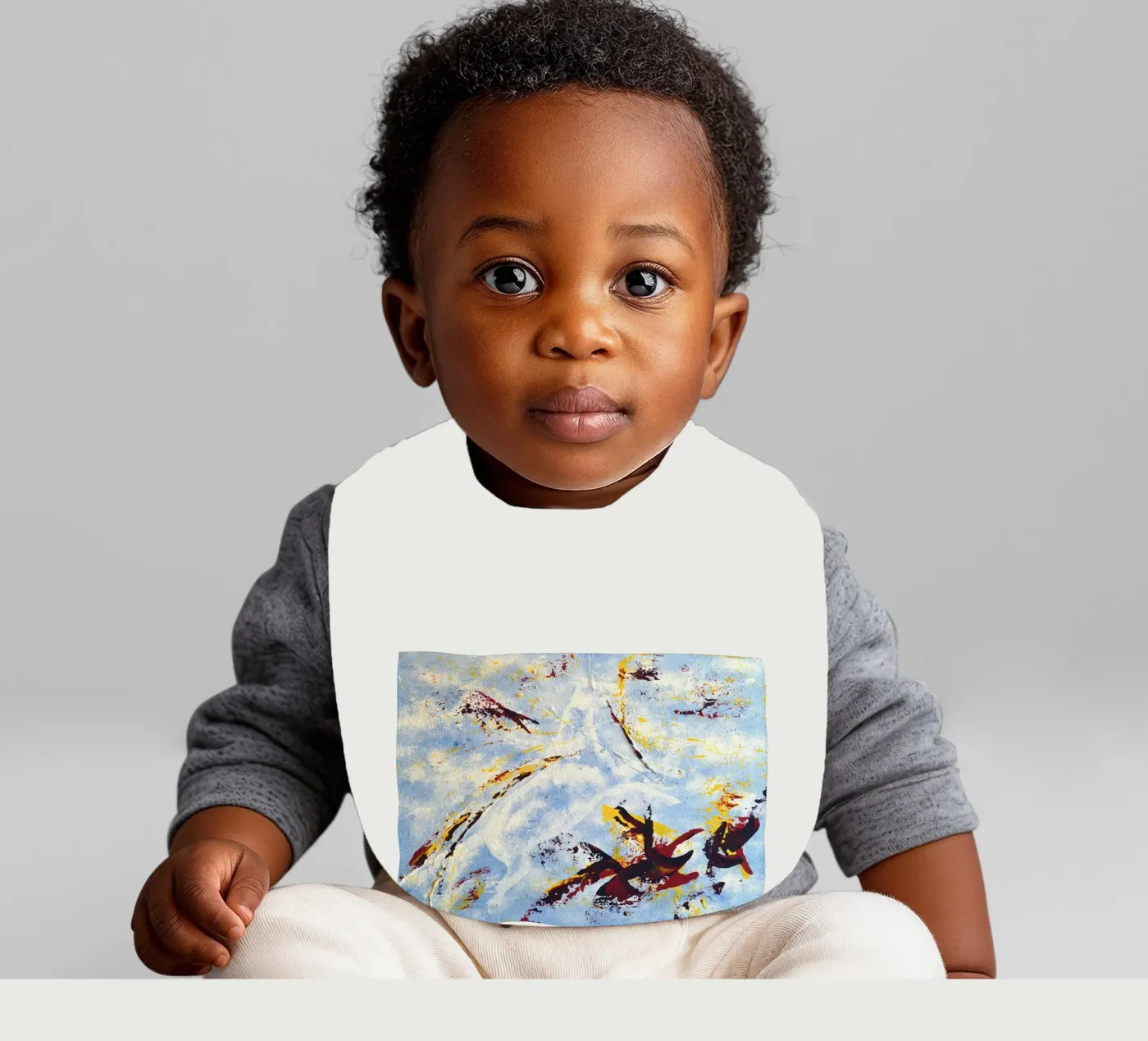 CLOUD JUMPER baby bib by Thierry Vobmann Abstract painting