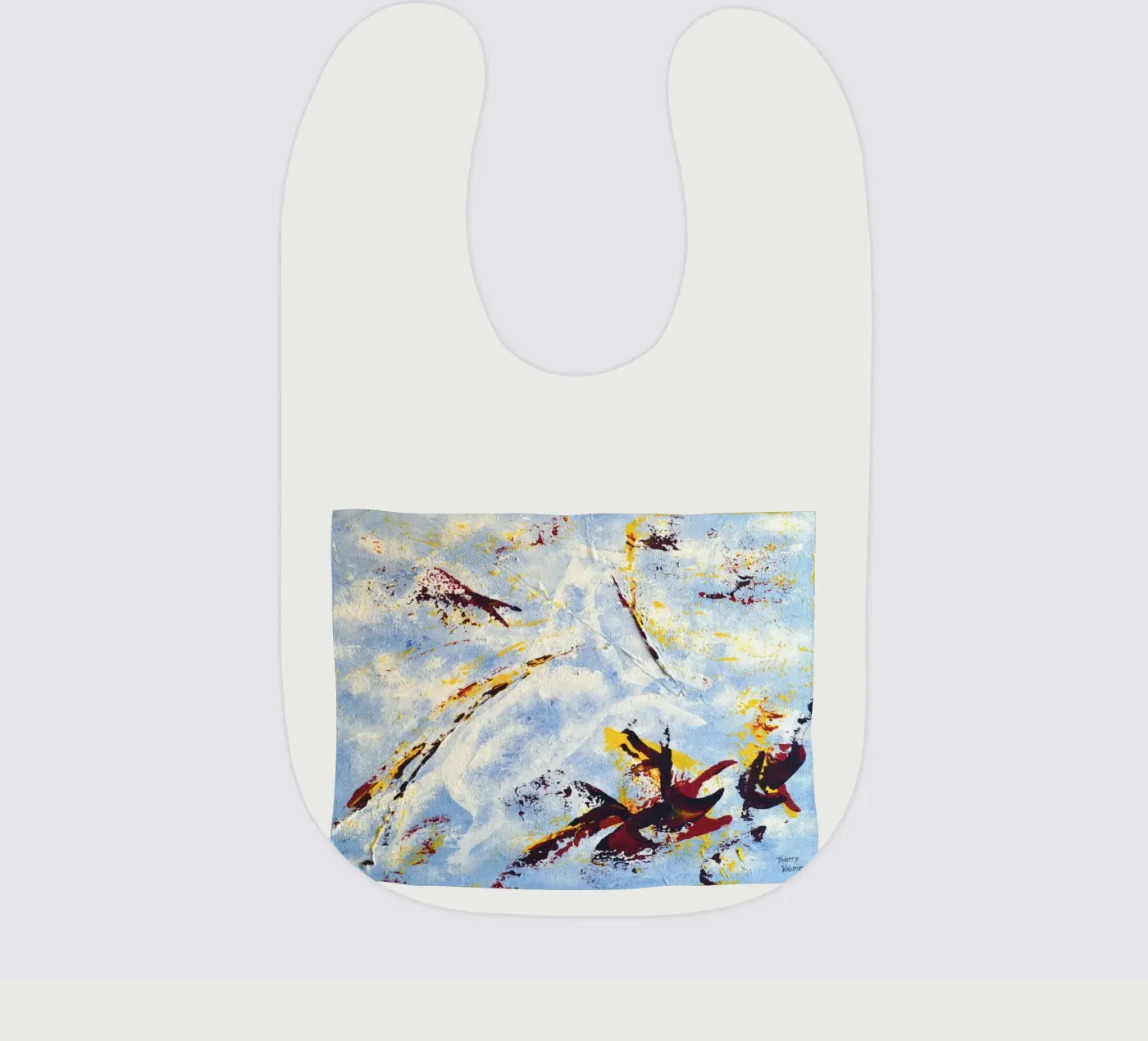 CLOUD JUMPER baby bib by Thierry Vobmann Abstract painting