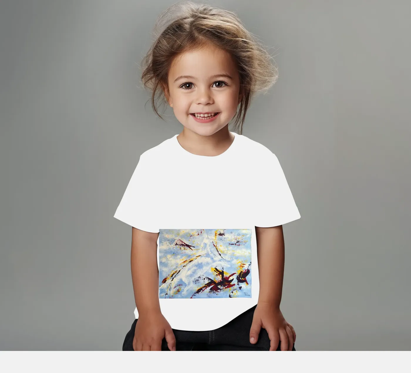 CLOUD JUMPER kinder t-shirt van Thierry Vobmann Abstract painting