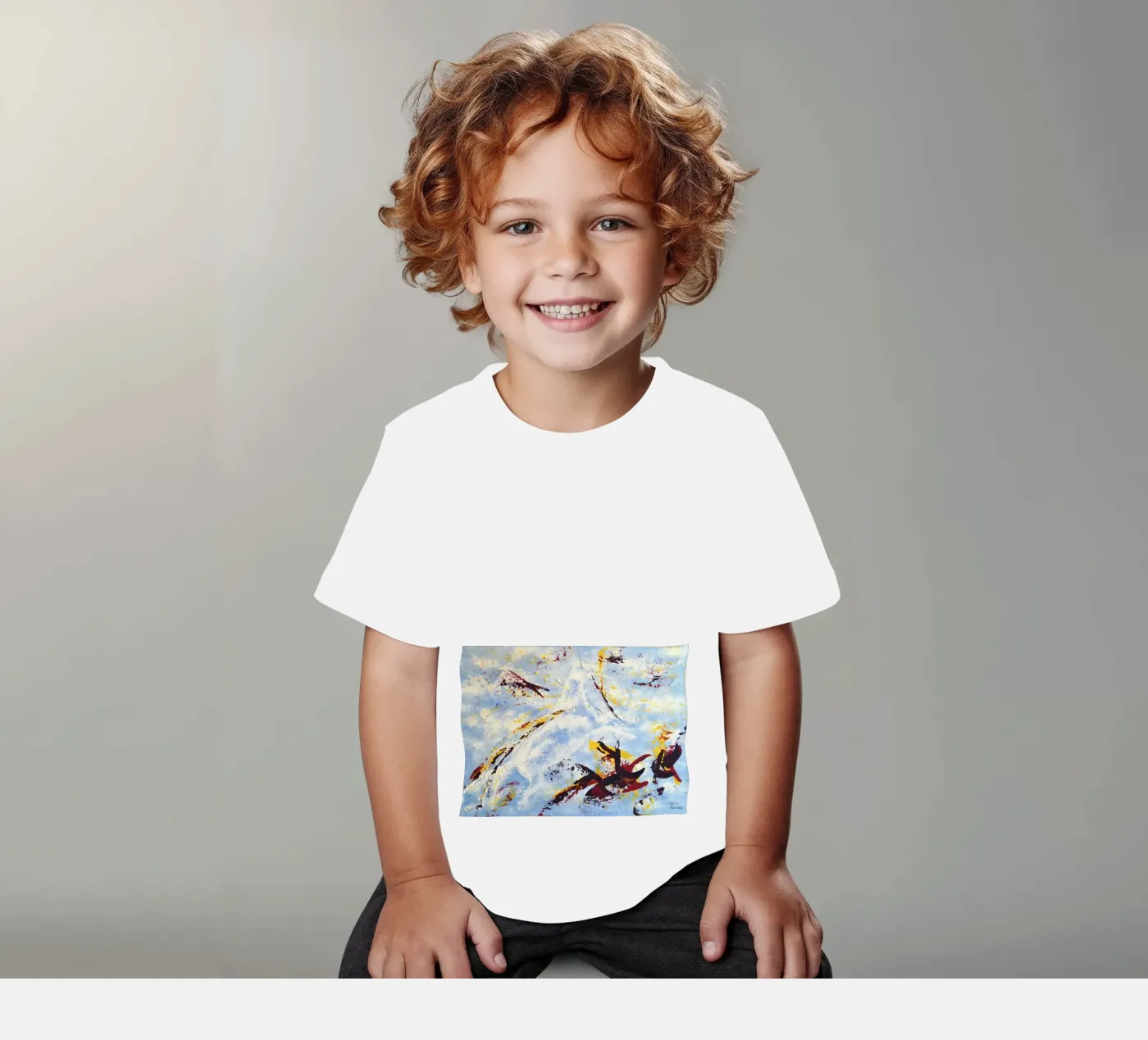 CLOUD JUMPER kinder t-shirt van Thierry Vobmann Abstract painting