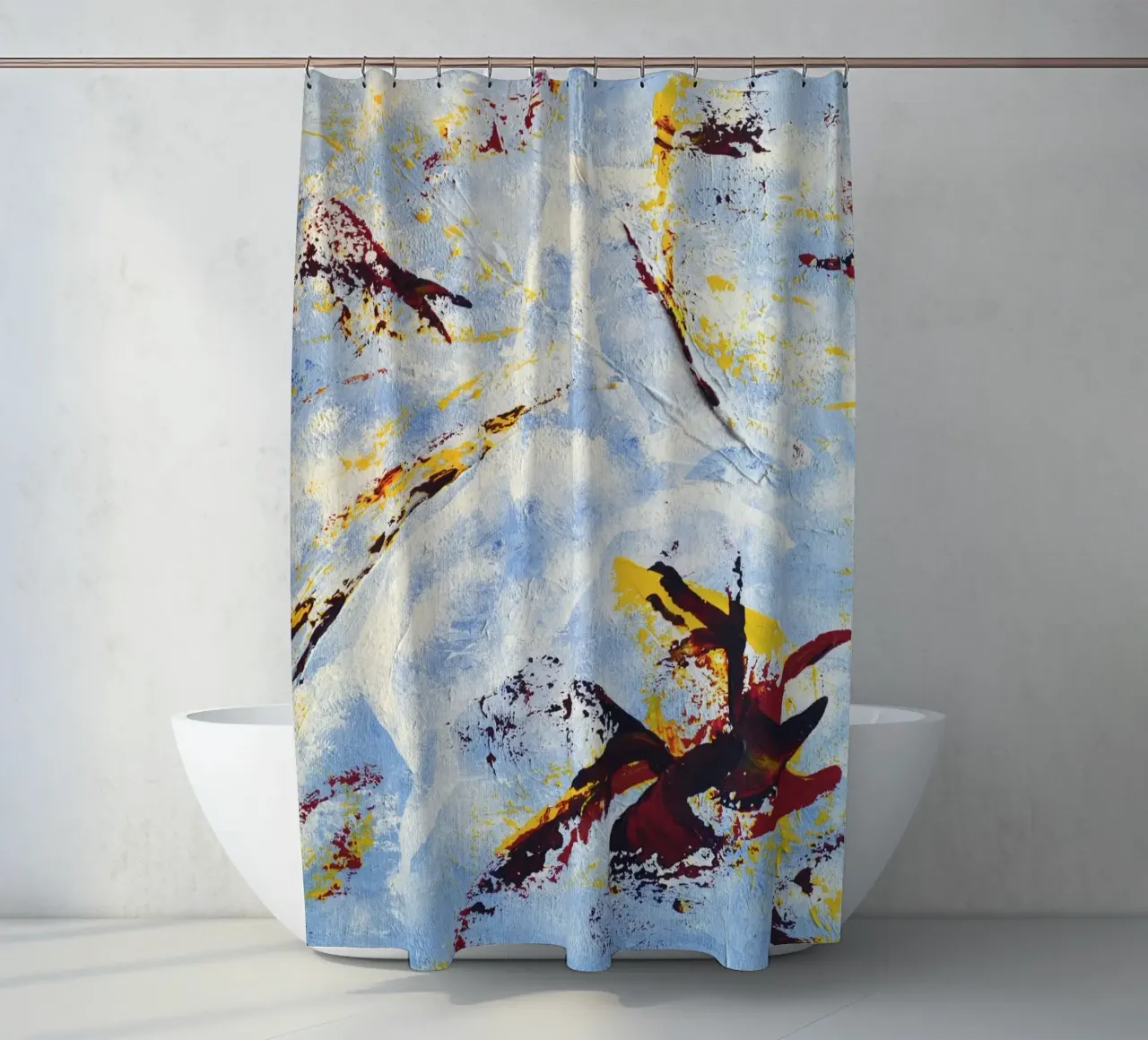CLOUD JUMPER shower curtain by Thierry Vobmann Abstract painting