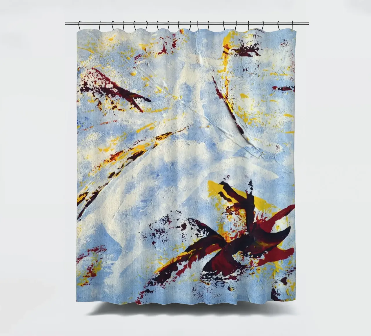 CLOUD JUMPER shower curtain by Thierry Vobmann Abstract painting