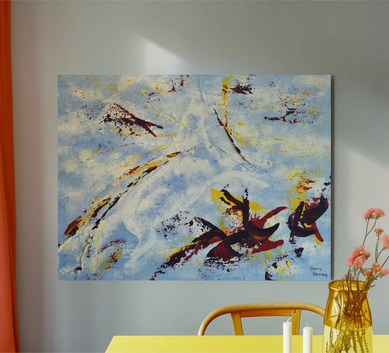 CLOUD JUMPER forex plate by Thierry Vobmann Abstract painting