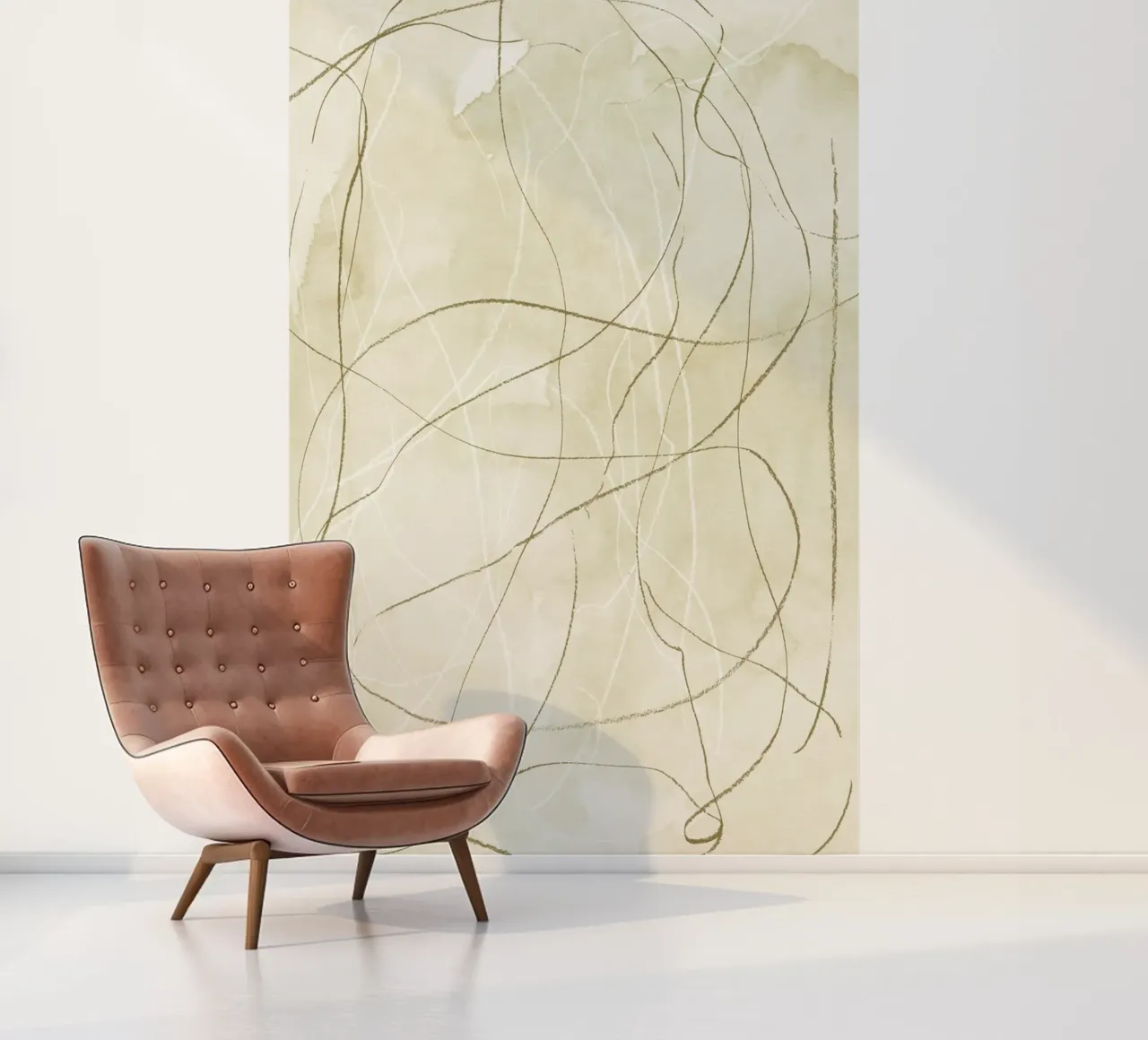 Olive green pencil scribbles photo wallpaper by NouveauPrints