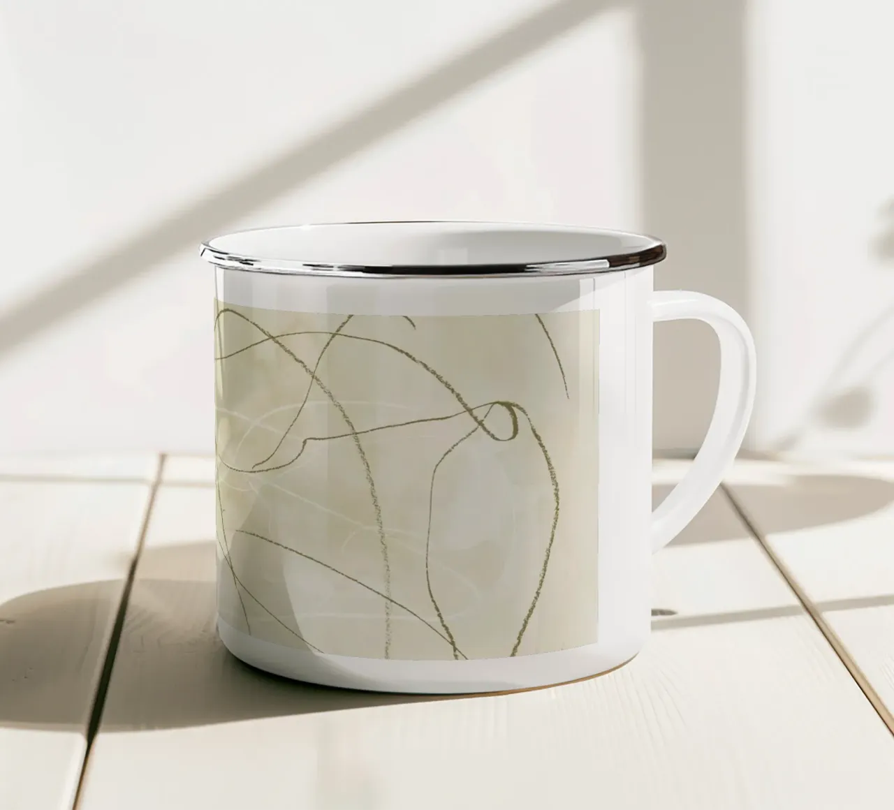 Scarabocchi a matita verde oliva tazza in smalto da NouveauPrints