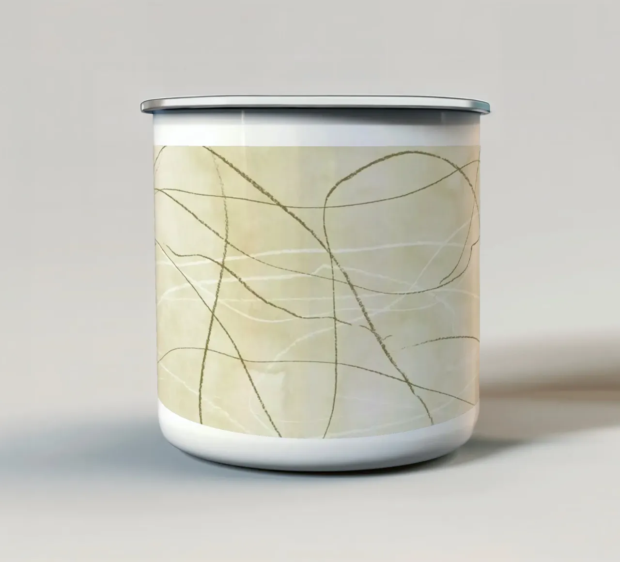 Scarabocchi a matita verde oliva tazza in smalto da NouveauPrints