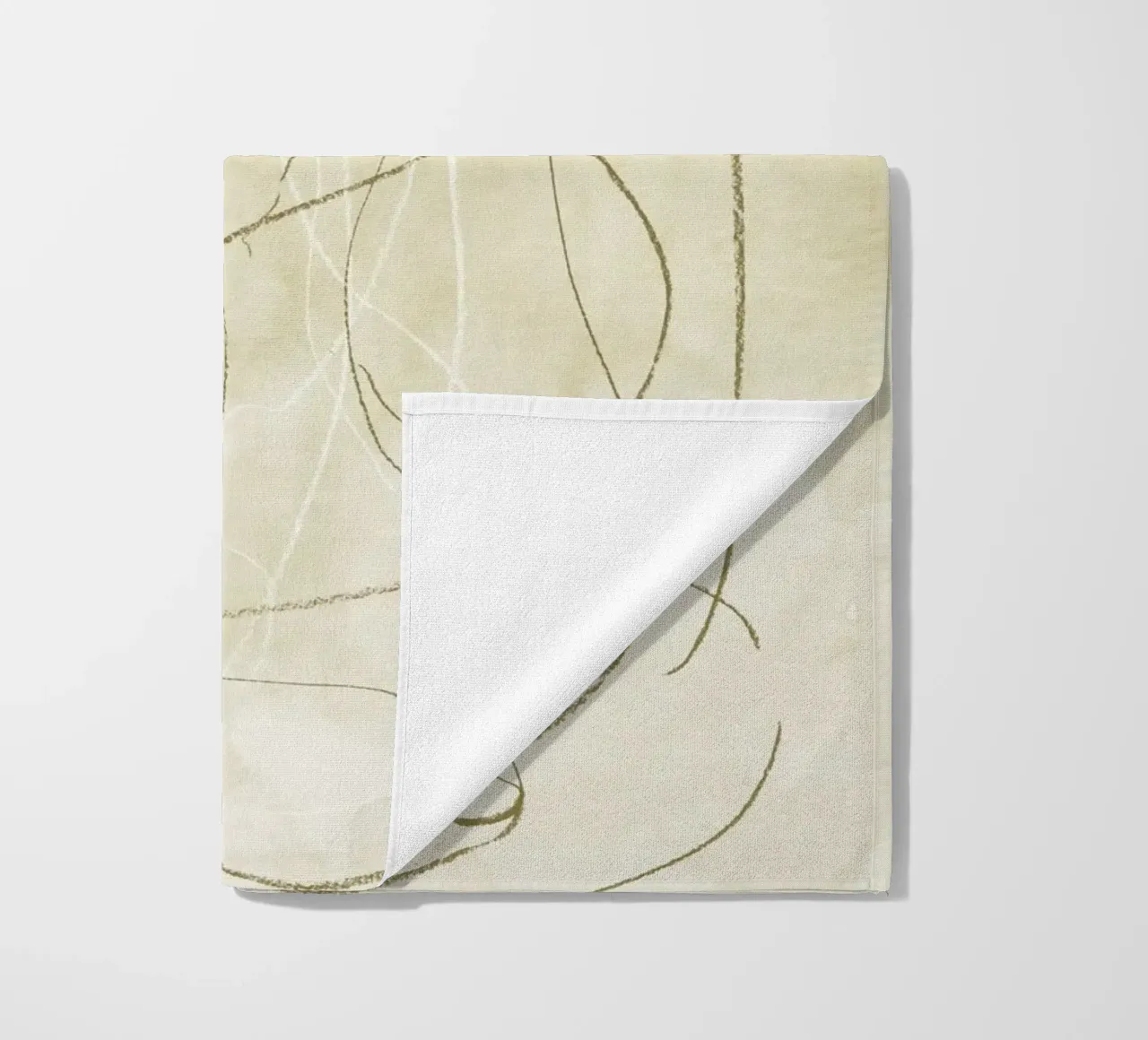 Scarabocchi a matita verde oliva telo mare da NouveauPrints