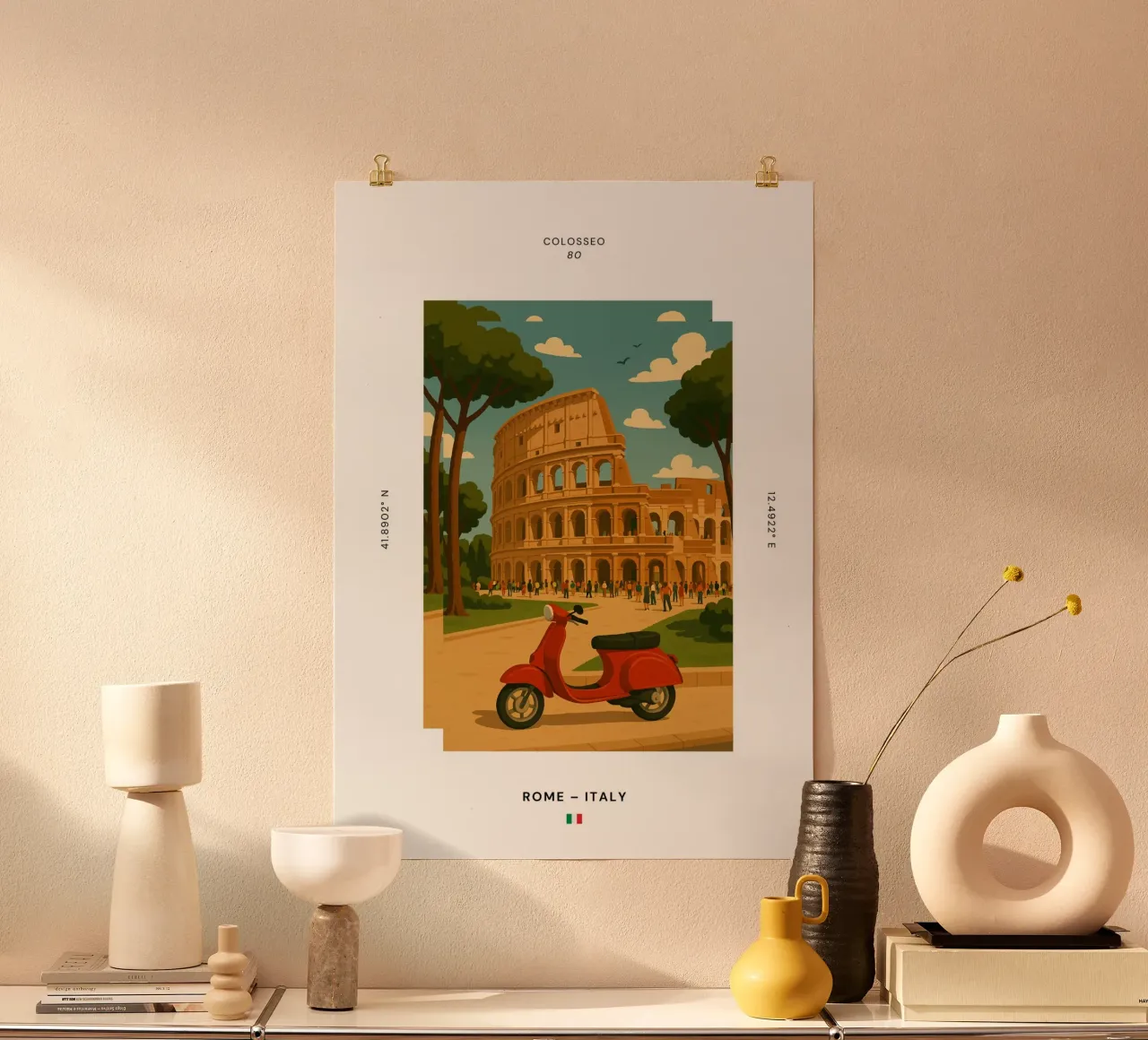 SIGHTS / Rom "Kolosseum" poster con telaio in legno da typealive