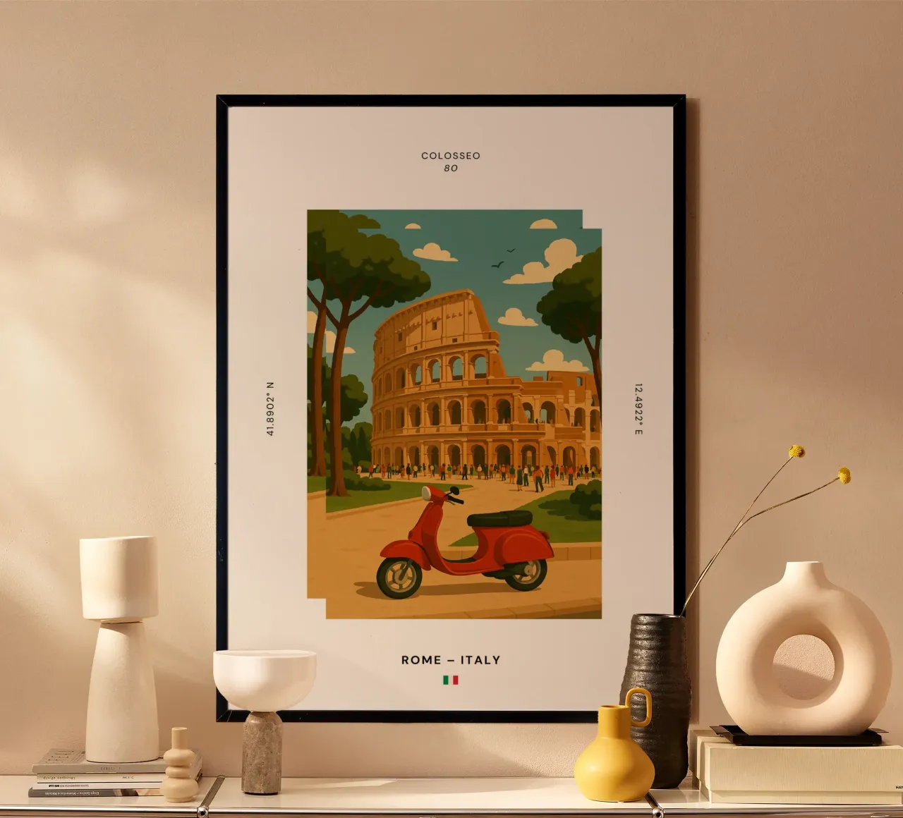 SIGHTS / Rom "Kolosseum" poster con telaio in legno da typealive