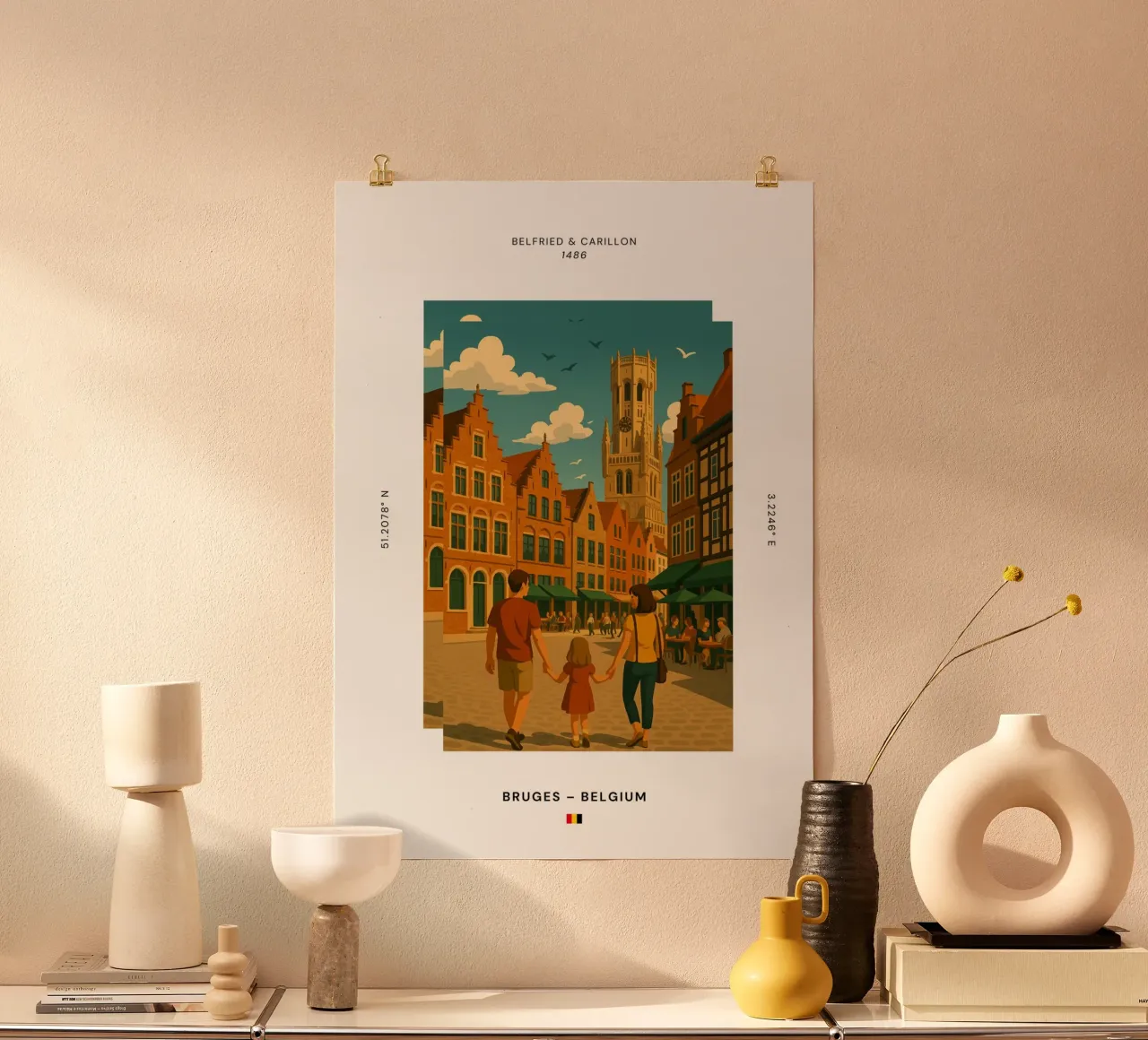 SIGHTS / Brügge "Belfort" poster con telaio in plastica da typealive