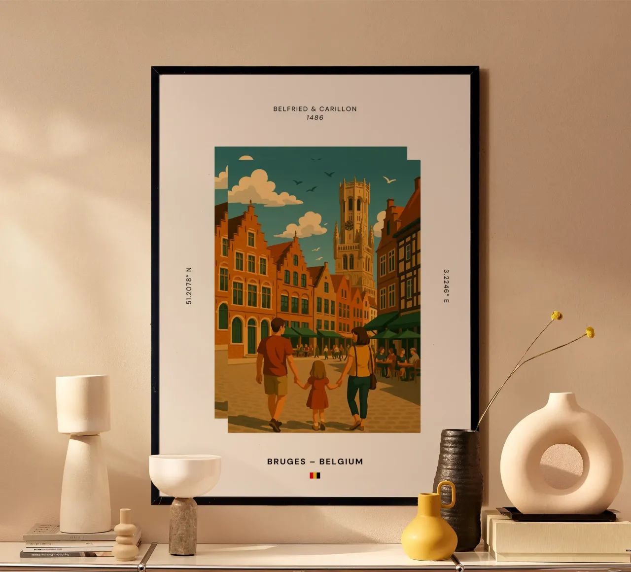 SIGHTS / Brügge "Belfort" poster con telaio in plastica da typealive