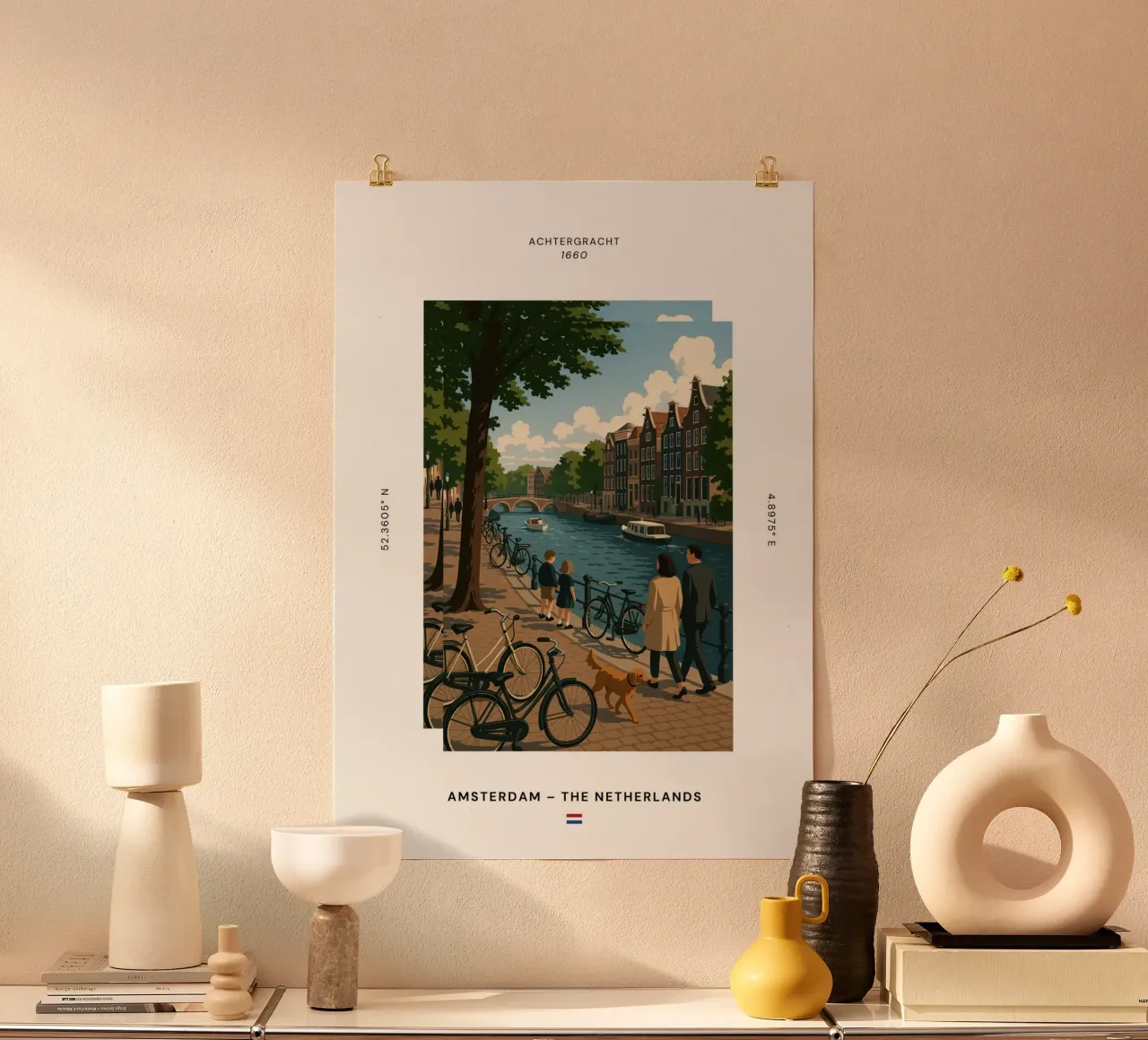 SIGHTS / Amsterdam "Grachten" poster con telaio in alluminio da typealive