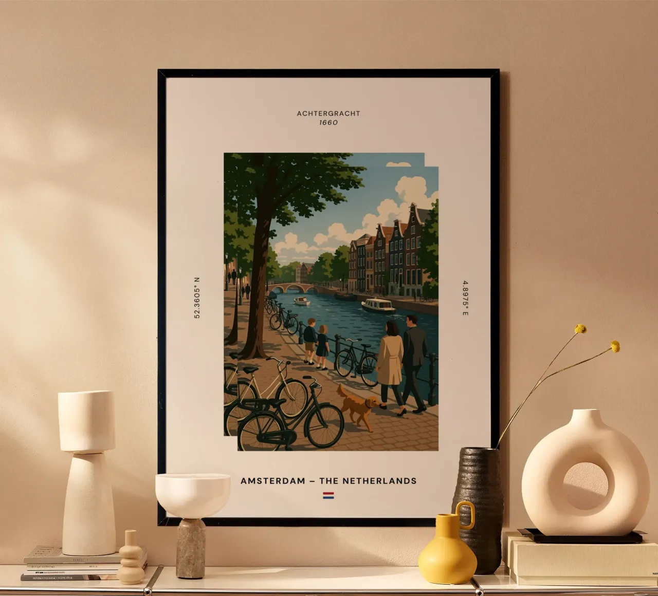 SIGHTS / Amsterdam "Grachten" poster con telaio in alluminio da typealive
