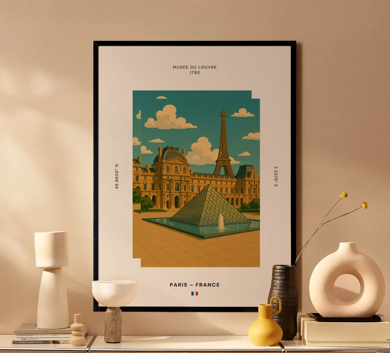 SIGHTS / Paris "Louvre" poster met aluminium frame van typealive