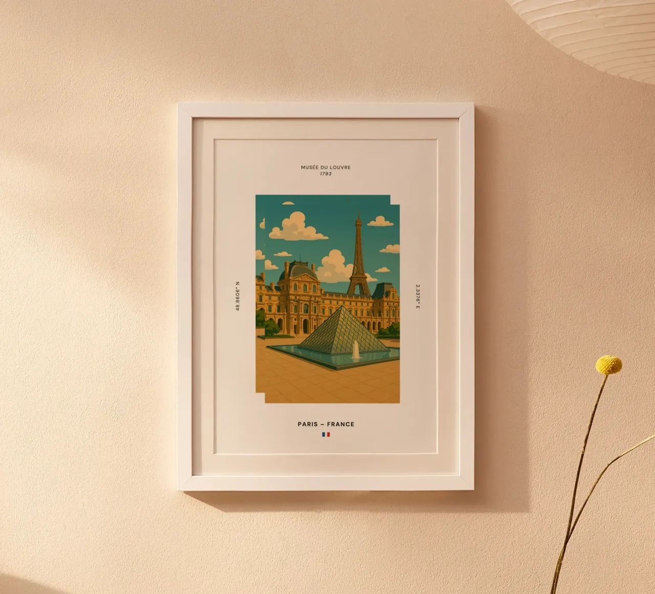 SIGHTS / Paris "Louvre" poster met aluminium frame van typealive