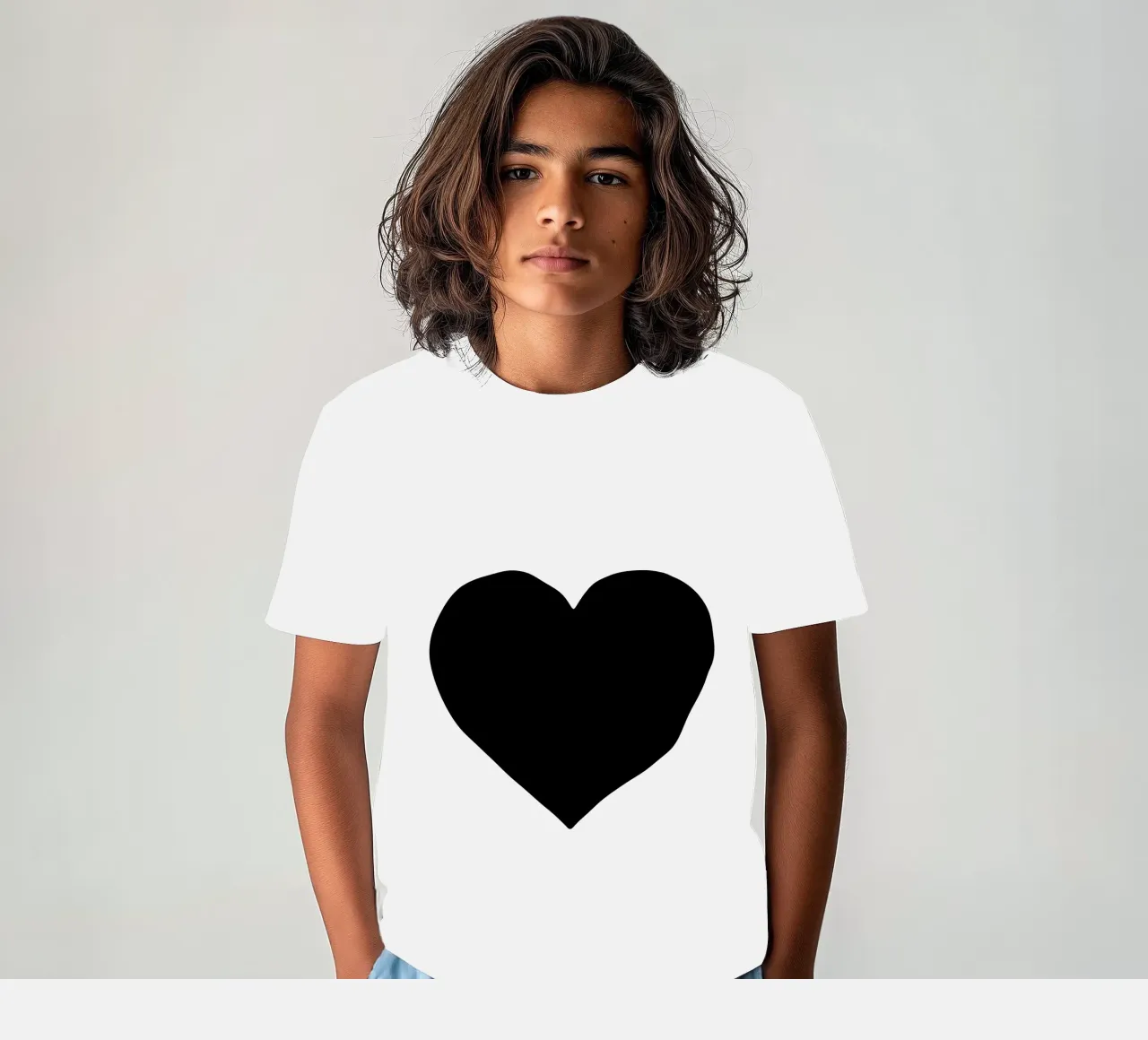 Cuore nero t-shirt bambini da Rose Beck Art