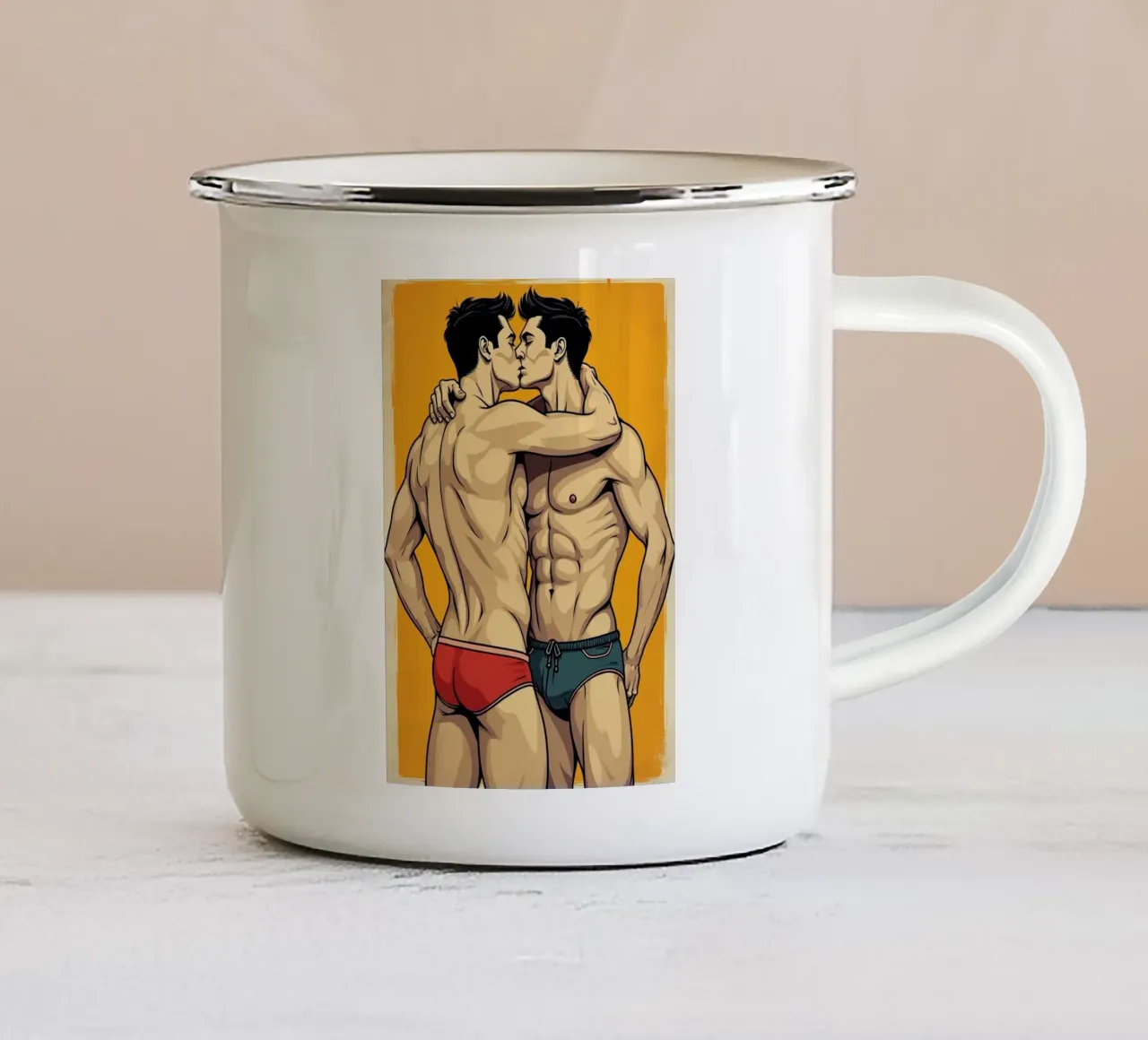 Primo bacio, maschio tazza in smalto da CASTILO