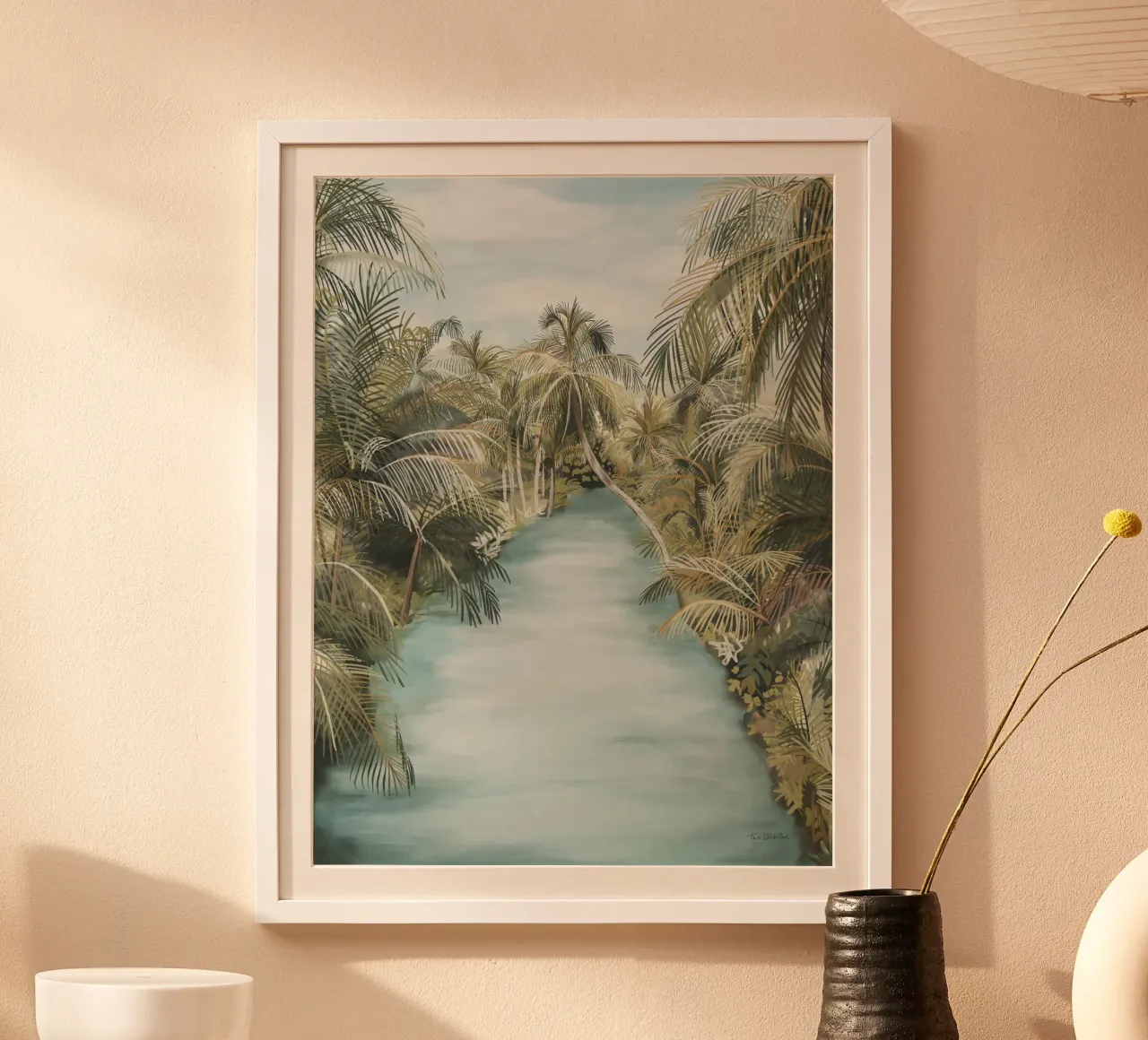 Filippine Giungla Fiume Isola di Siargao Acquerello Tropicale poster con telaio in legno da This Wild Soul - Illustration