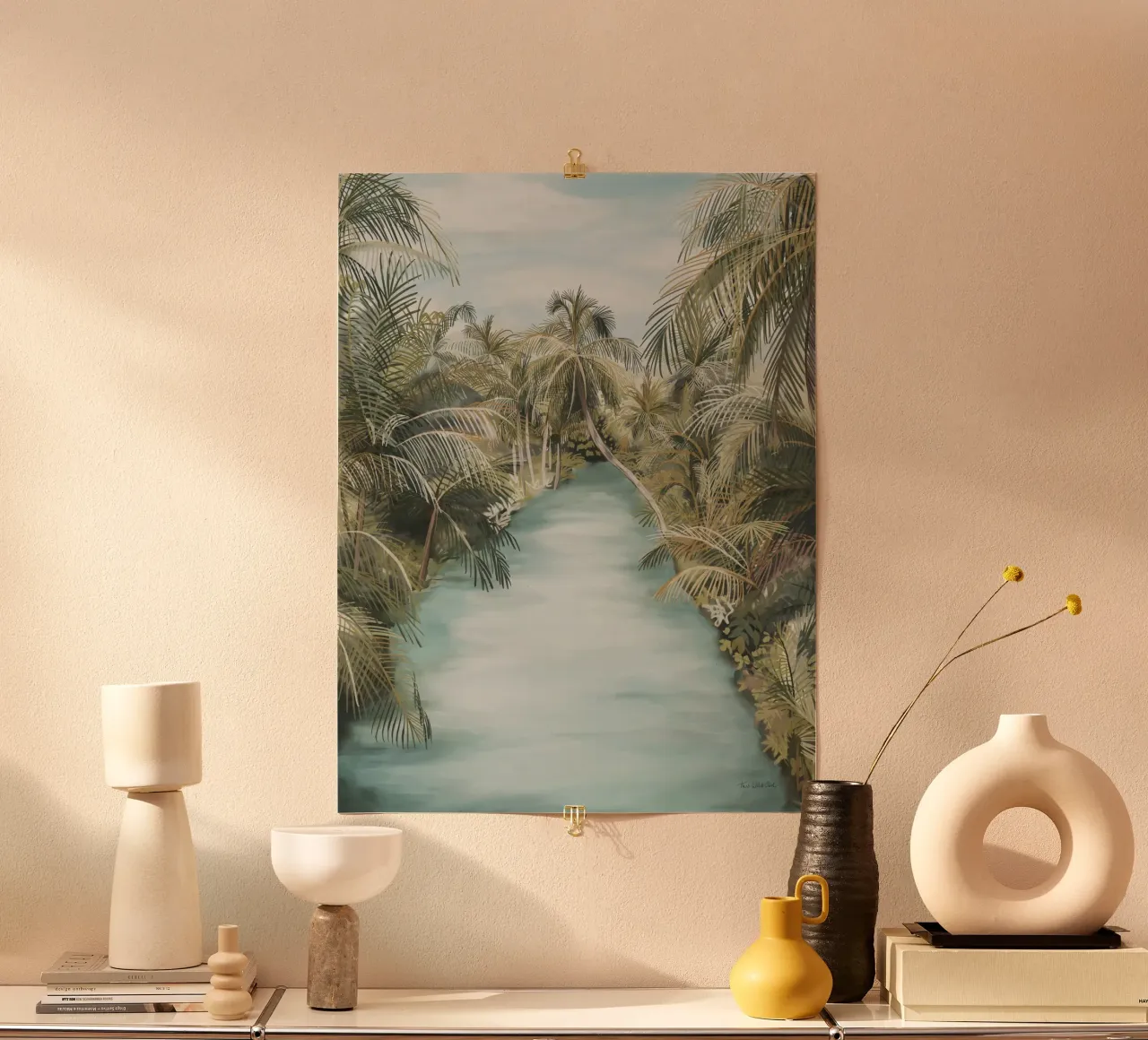 Filippine Giungla Fiume Isola di Siargao Acquerello Tropicale poster con telaio in legno da This Wild Soul - Illustration