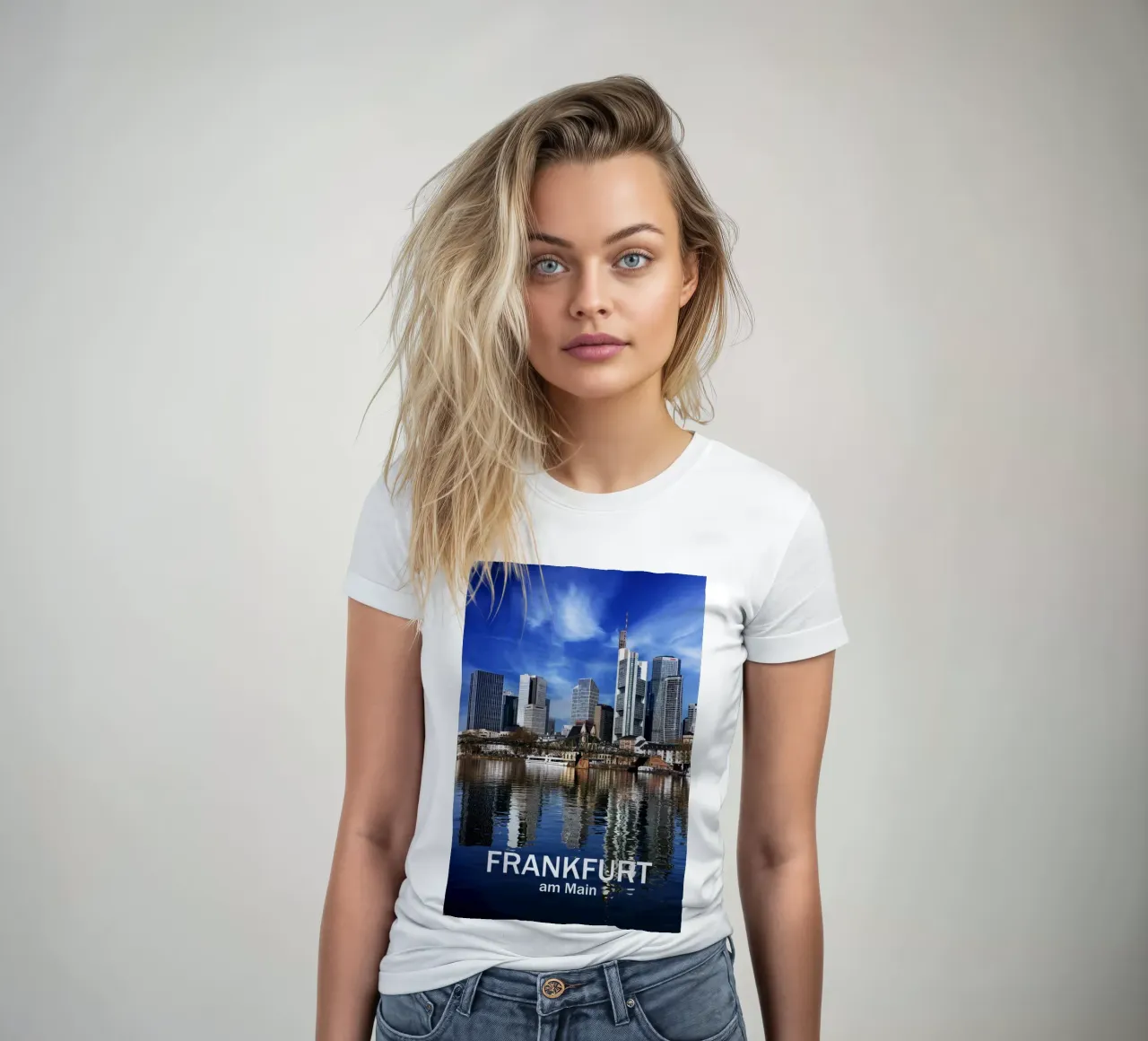 Frankfurt am Main women's fitted t-shirt by Juergen Wiesler
