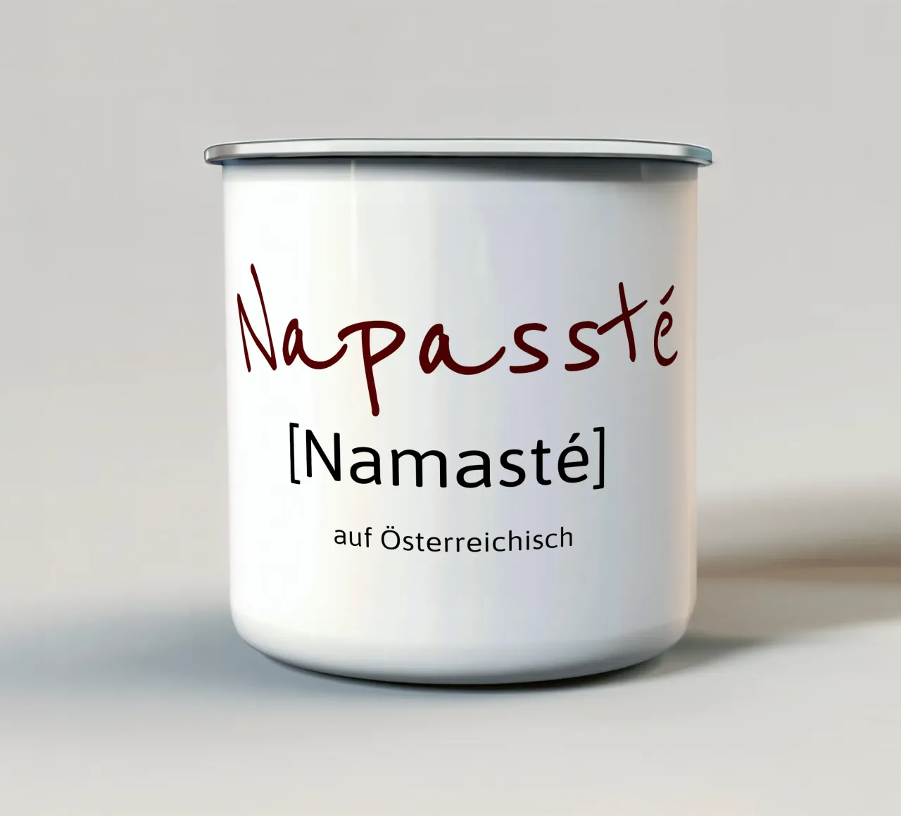 Namasté in austriaco tazza in smalto da Happy 😃 Art 🎨 by Christine Schnoell