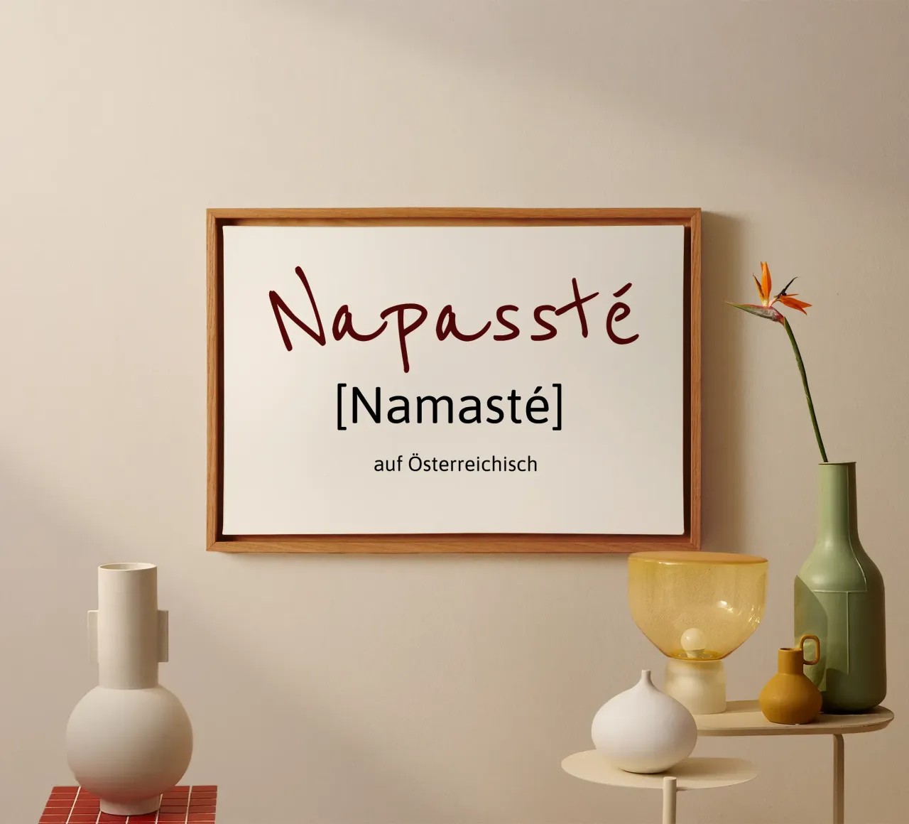 Namasté in austriaco tela con Cornice a cassetta da Happy 😃 Art 🎨 by Christine Schnoell