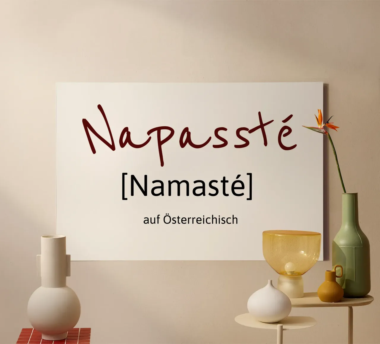 Namasté in austriaco tela con Cornice a cassetta da Happy 😃 Art 🎨 by Christine Schnoell