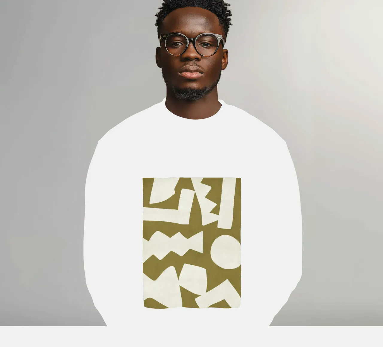 Forme grafiche astratte primitive - Verde oliva felpa da MoonlightPrint