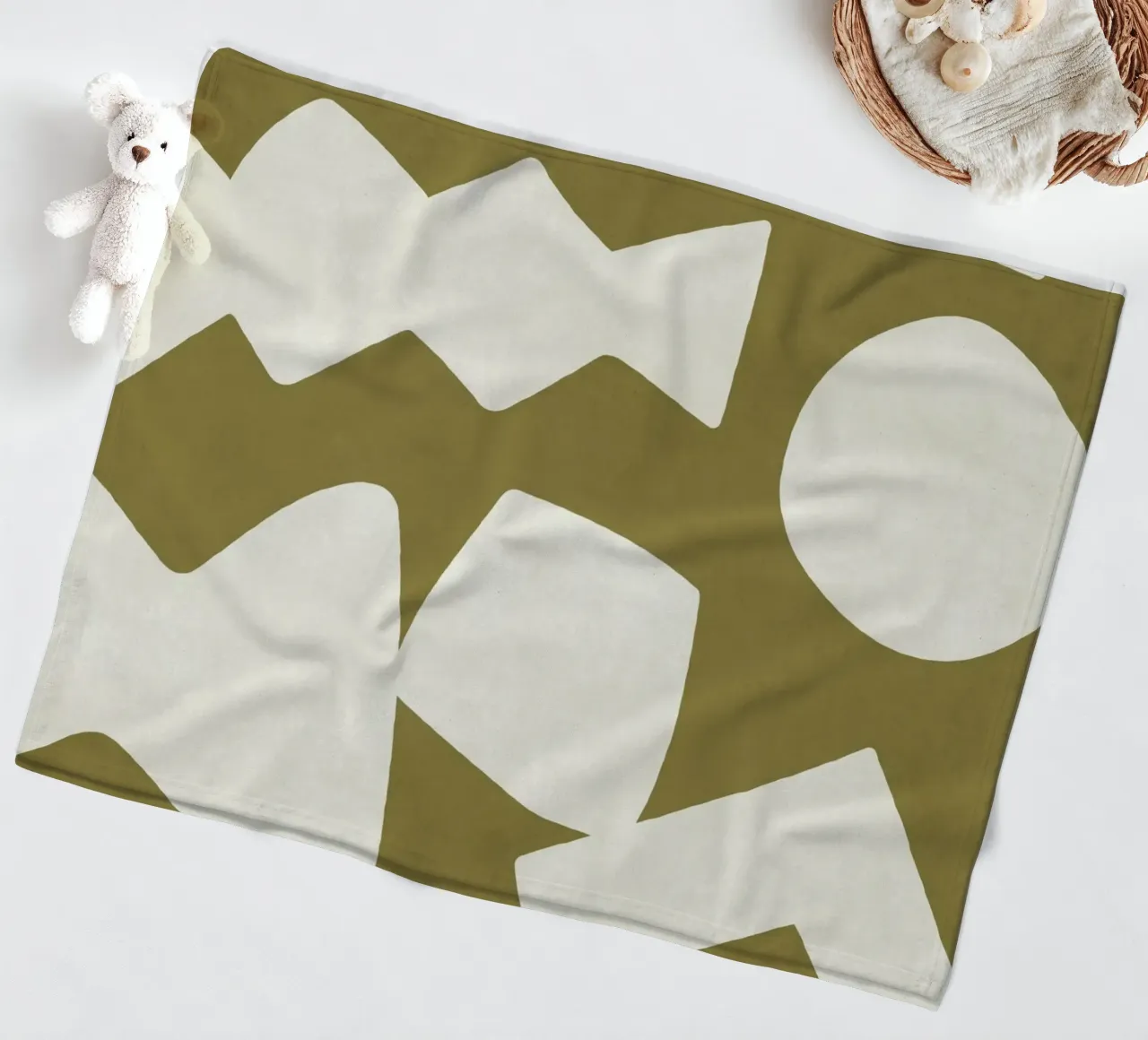 Forme grafiche astratte primitive - Verde oliva coperta in pile da MoonlightPrint