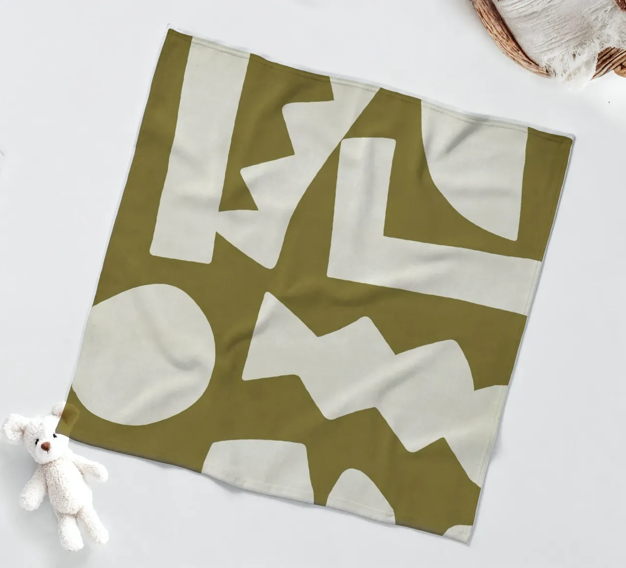 Forme grafiche astratte primitive - Verde oliva coperta in pile da MoonlightPrint