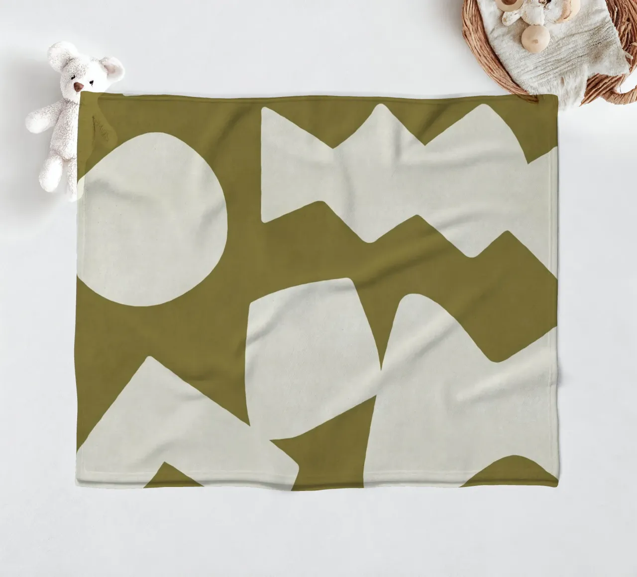 Forme grafiche astratte primitive - Verde oliva coperta in pile da MoonlightPrint