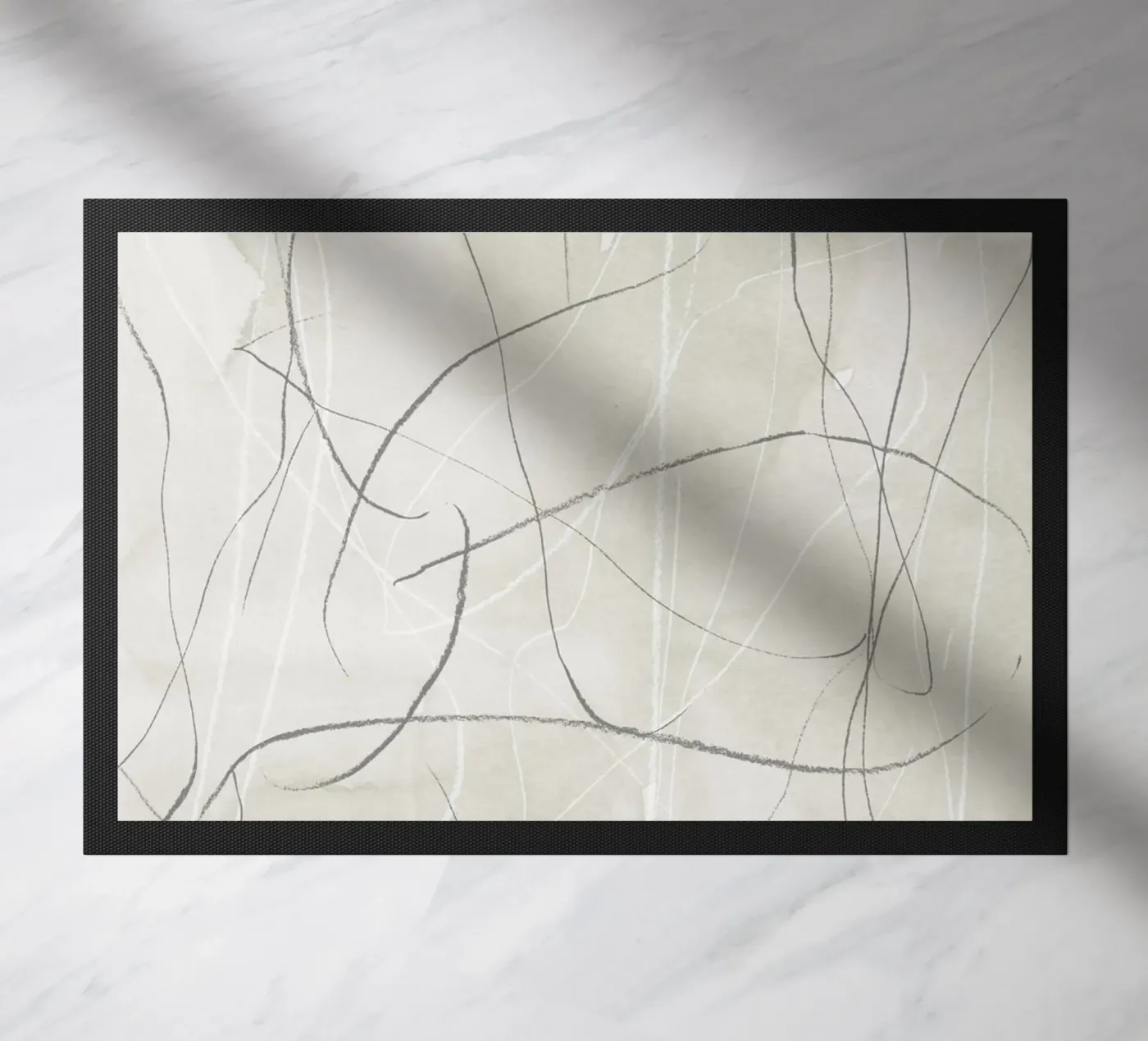 Gray pencil scribbles Fußmatte von NouveauPrints