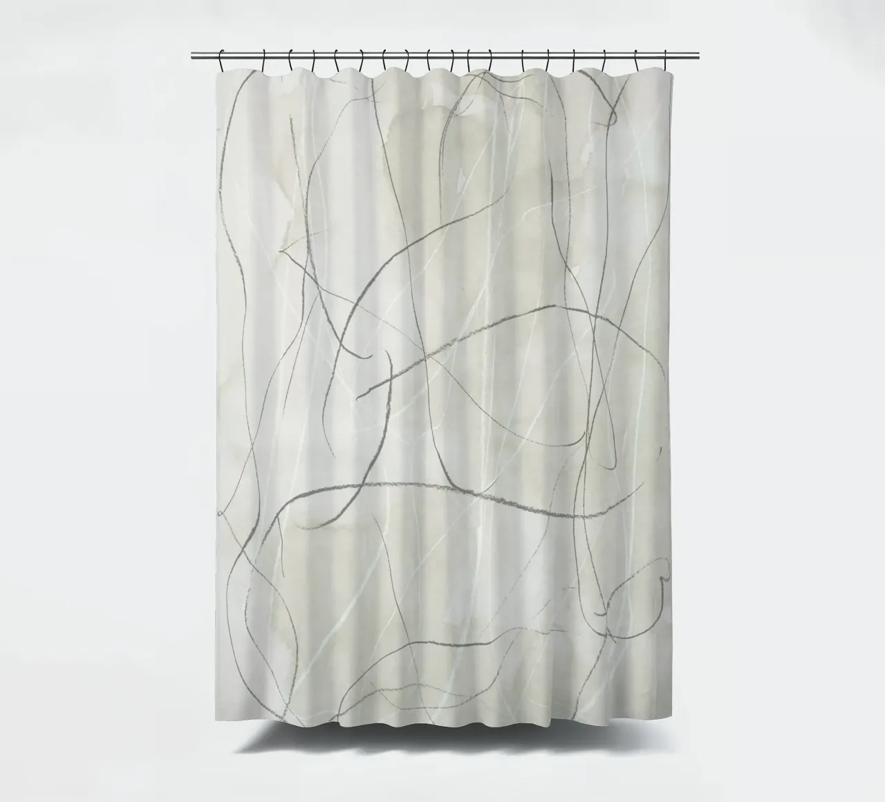 Gray pencil scribbles shower curtain by NouveauPrints