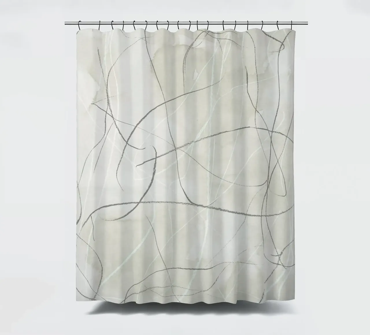 Gray pencil scribbles shower curtain by NouveauPrints