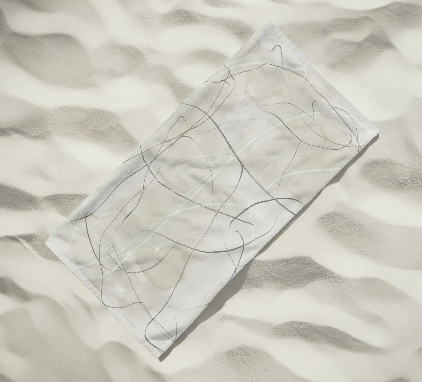 Gray pencil scribbles beach towel by NouveauPrints