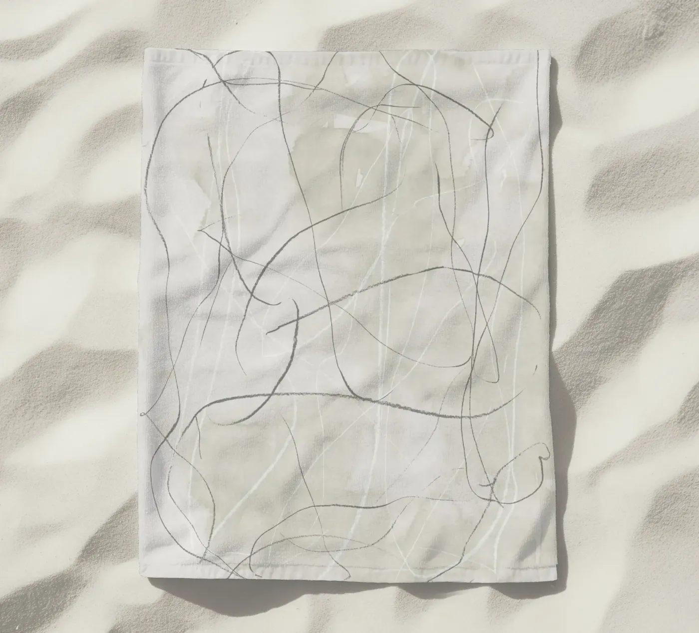 Gray pencil scribbles beach towel by NouveauPrints