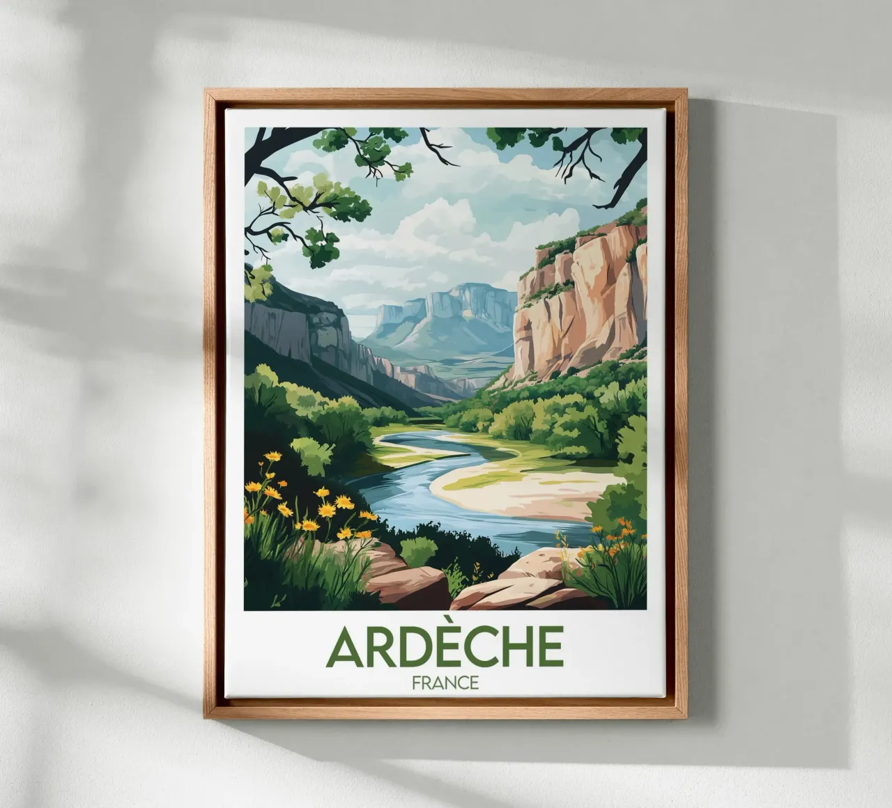 Poster Ardèche tela con Cornice a cassetta da Frame the World