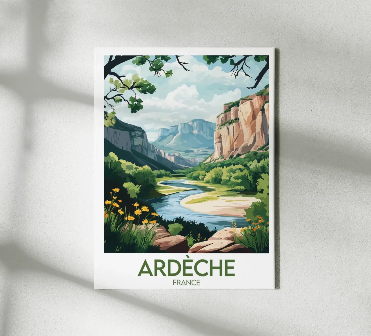 Poster Ardèche tela con Cornice a cassetta da Frame the World