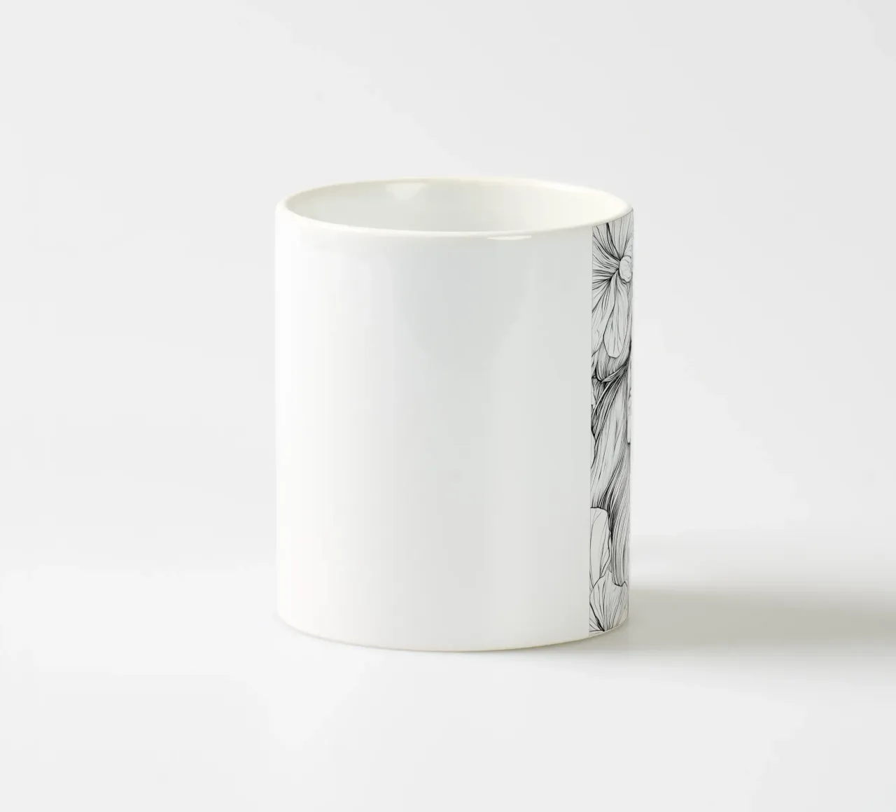 Ritratto di donna circondata da fiori tazza in ceramica da pixelbull - medieval art and more