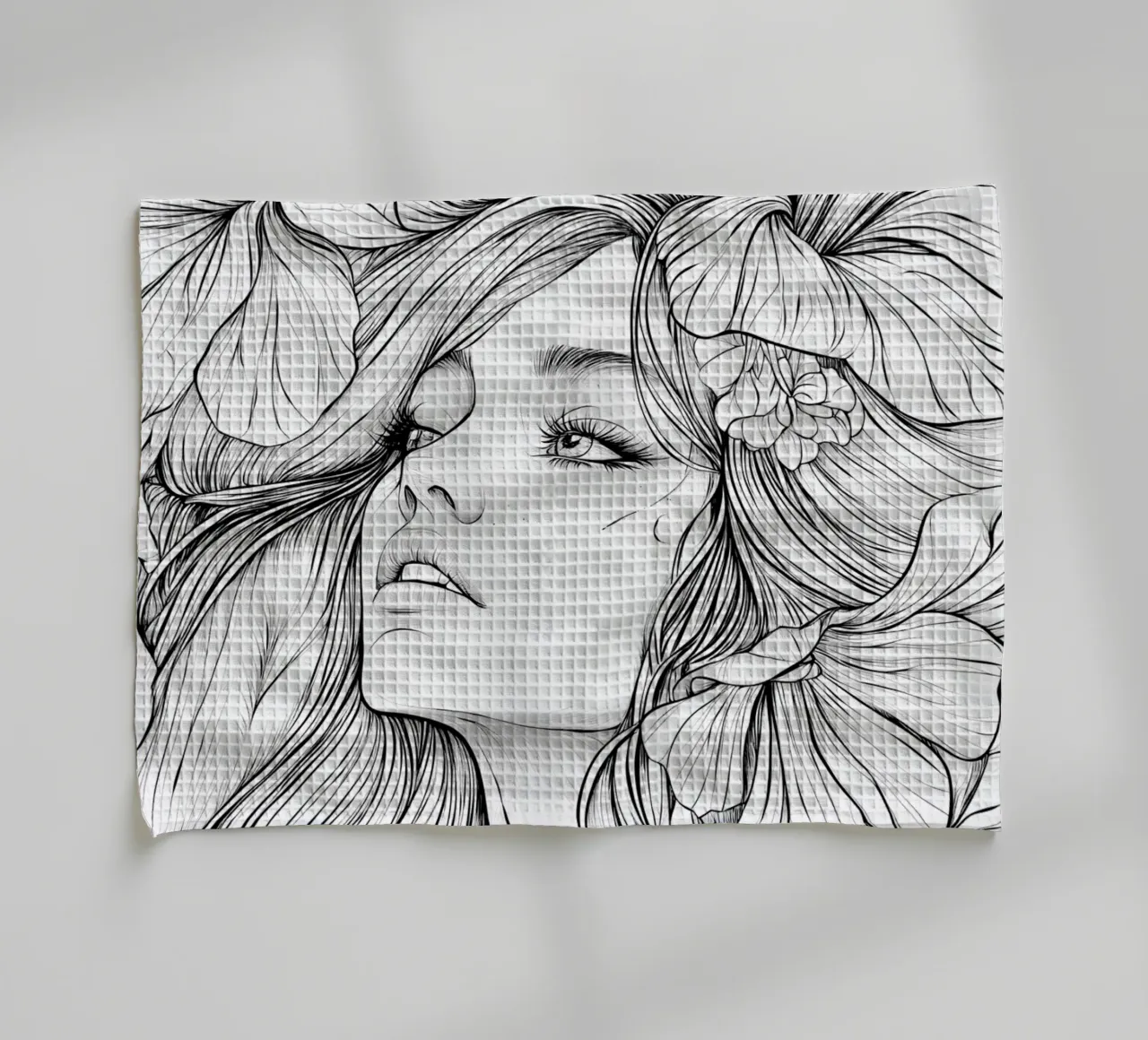 Portrait d'une femme entourée de fleurs torchon de pixelbull - medieval art and more
