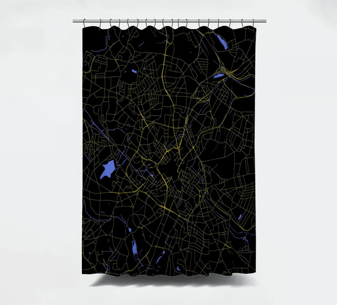 Mappa della città di Birmingham Regno Unito nero e oro tenda da doccia da Cartographers Library