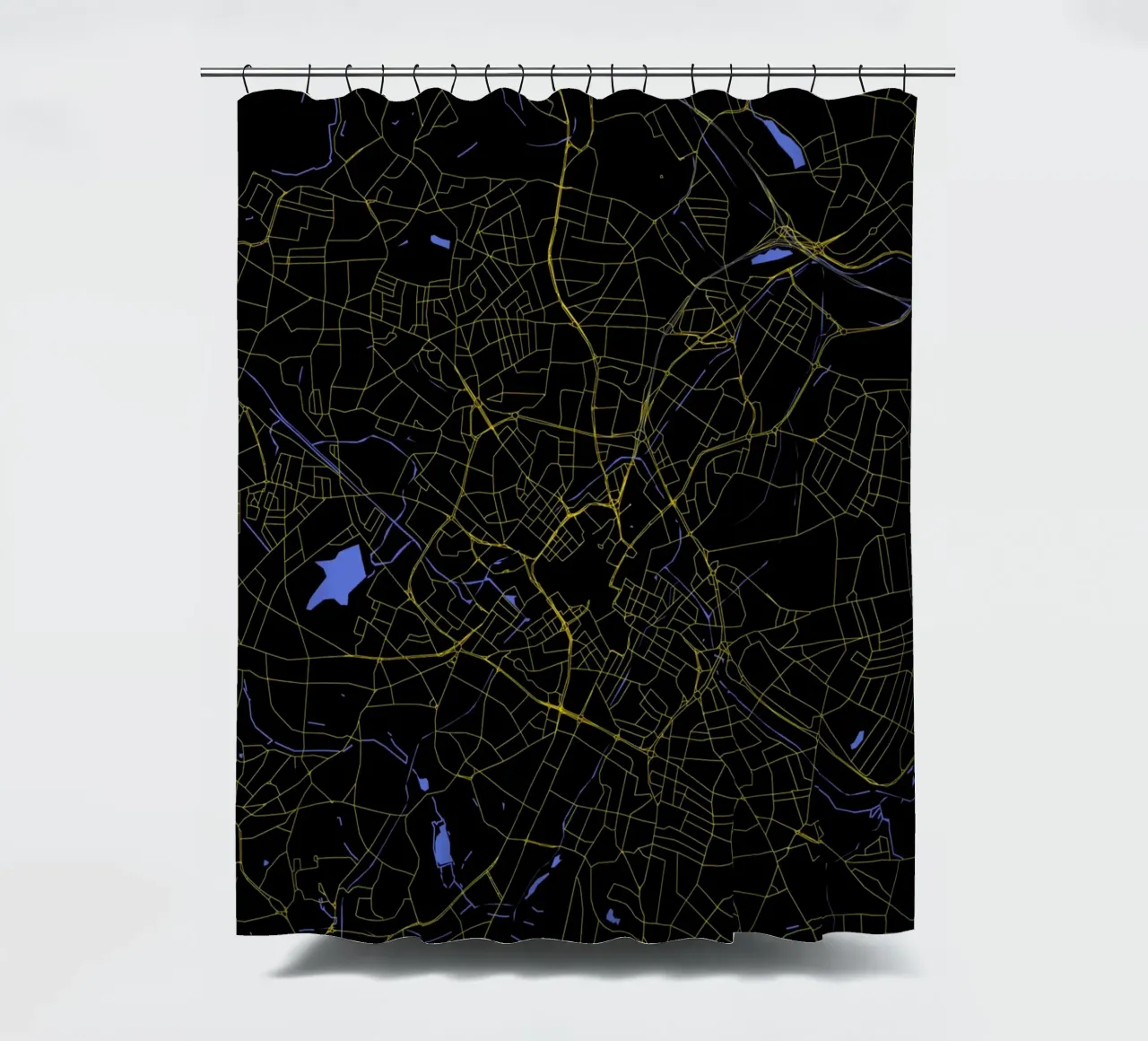 Mappa della città di Birmingham Regno Unito nero e oro tenda da doccia da Cartographers Library