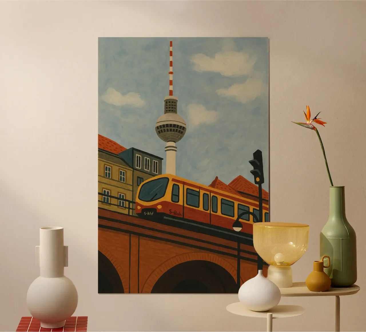 Torre della televisione di Berlino poster con telaio in plastica da Aquarevo