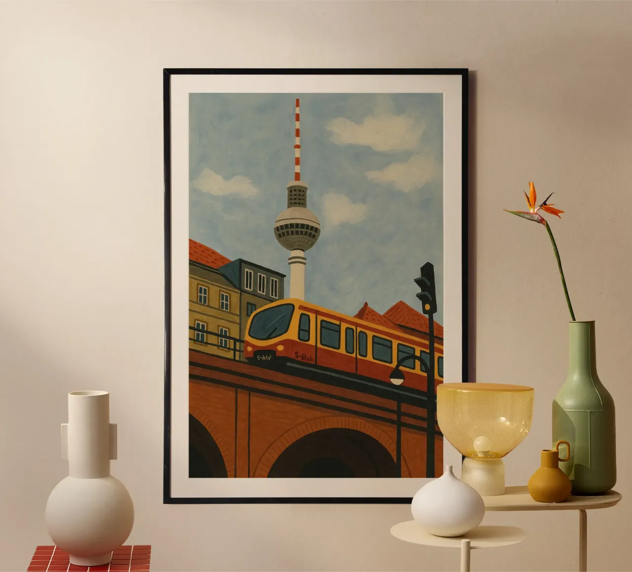 Torre della televisione di Berlino poster con telaio in plastica da Aquarevo