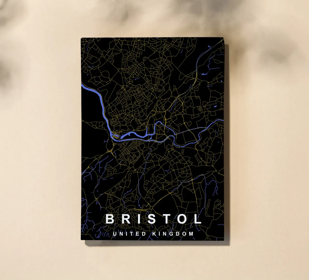 Mappa della città di Bristol Regno Unito nero e oro diario da Cartographers Library