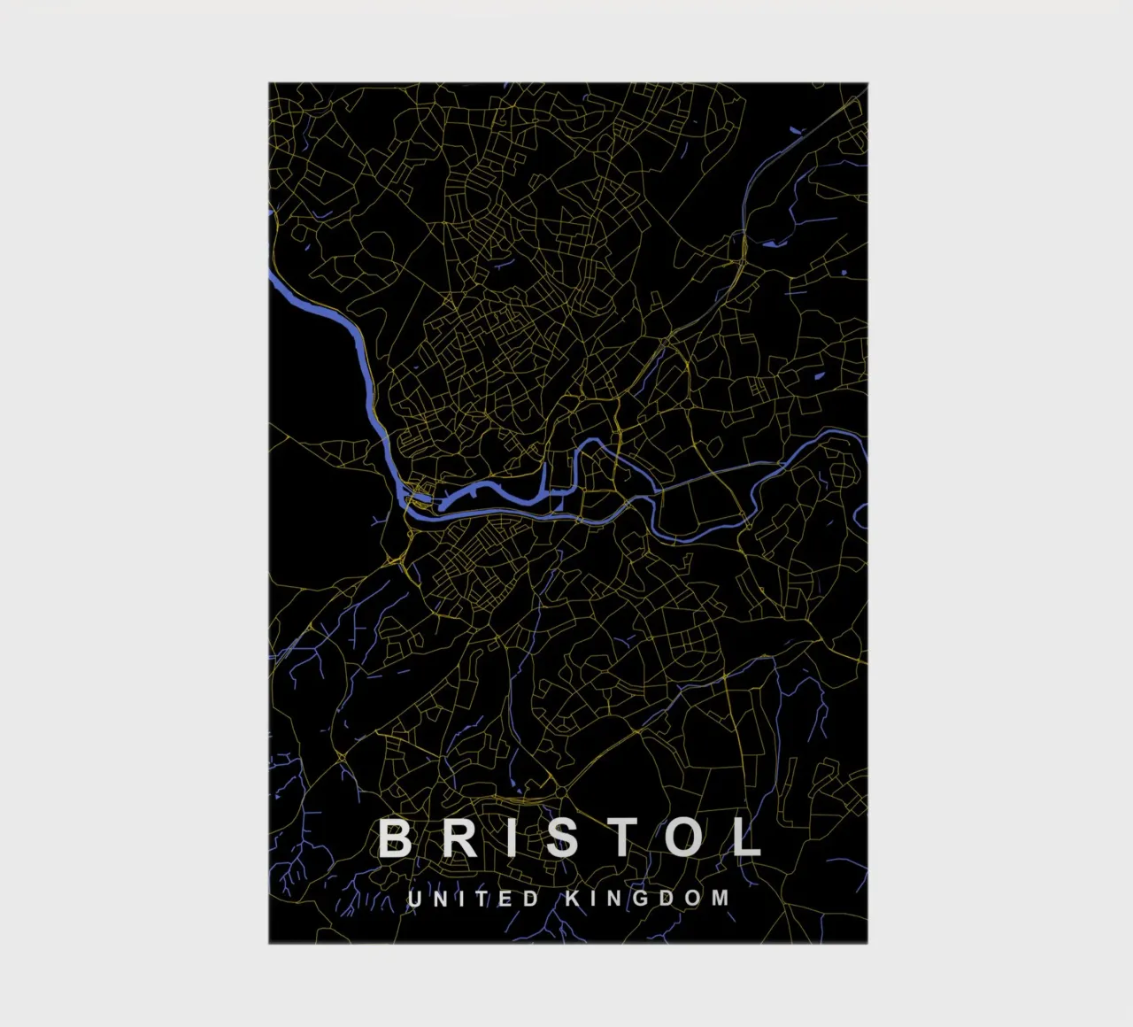 Mappa della città di Bristol Regno Unito nero e oro diario da Cartographers Library