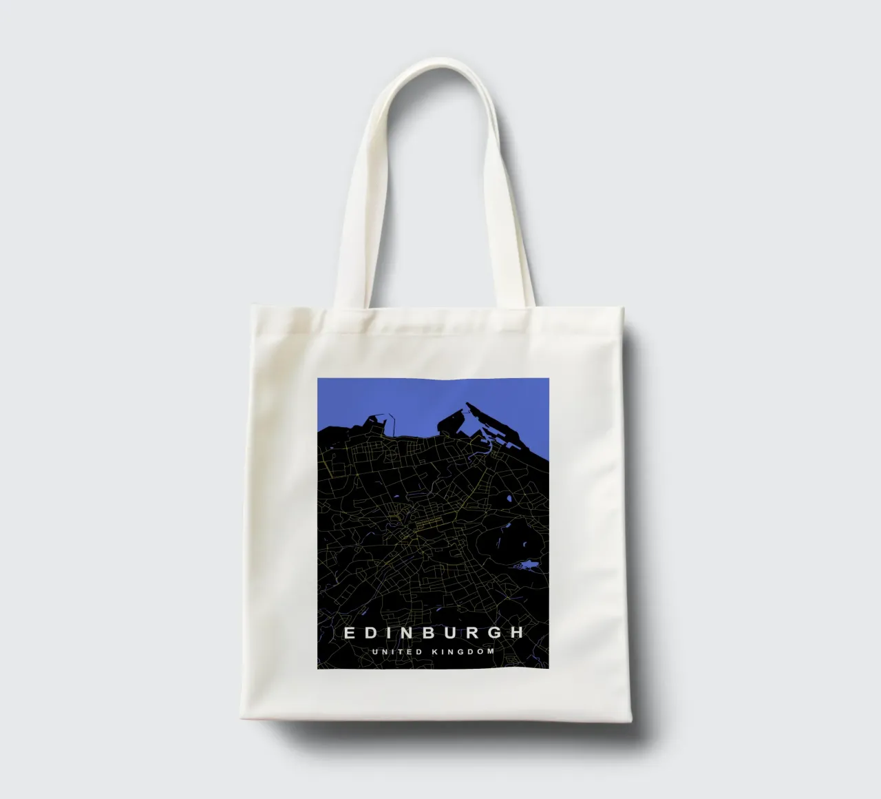 Mappa della città di Edimburgo Regno Unito nero e oro borsa in juta da Cartographers Library
