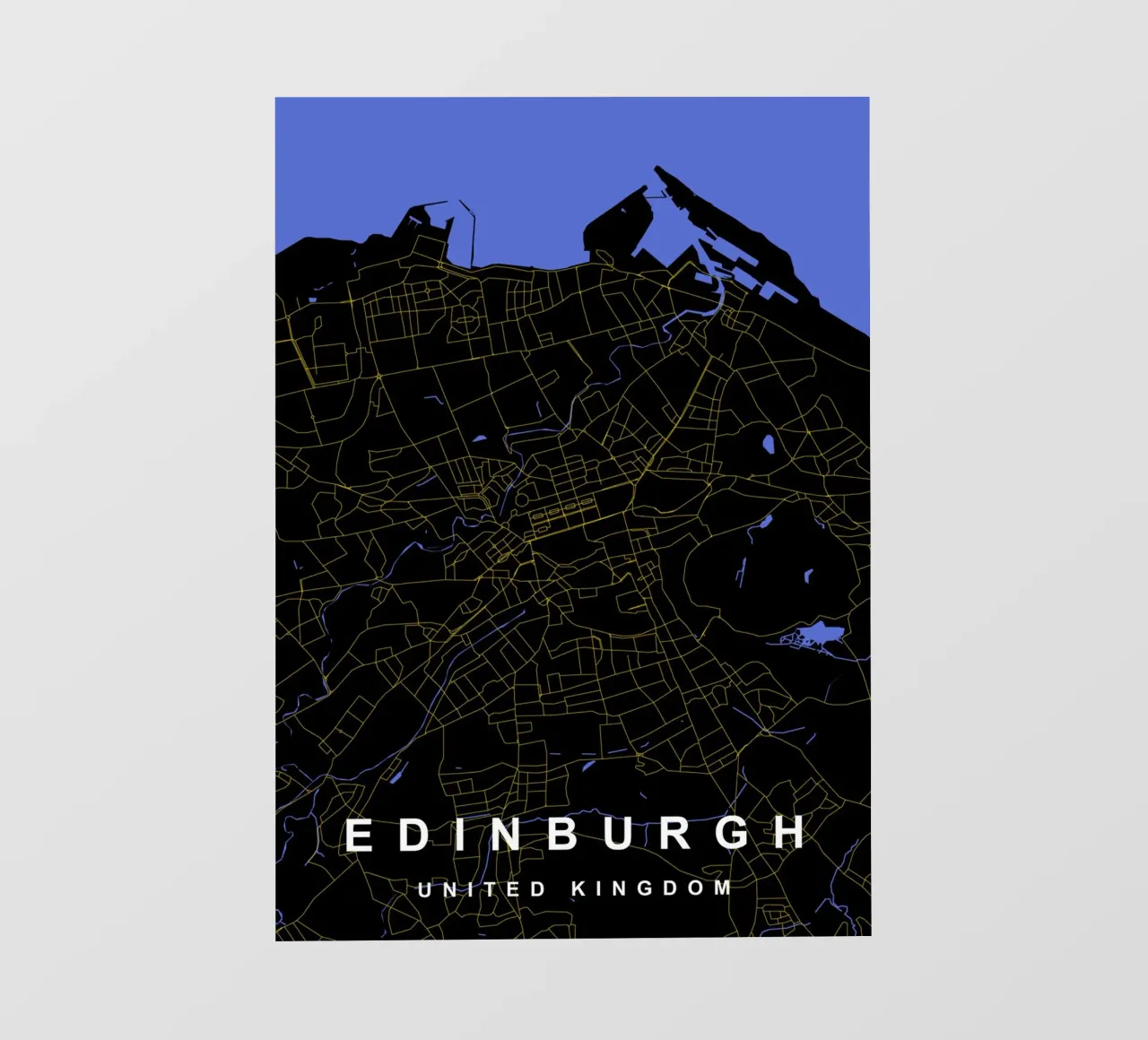 Mappa della città di Edimburgo Regno Unito nero e oro telo in pvc da Cartographers Library