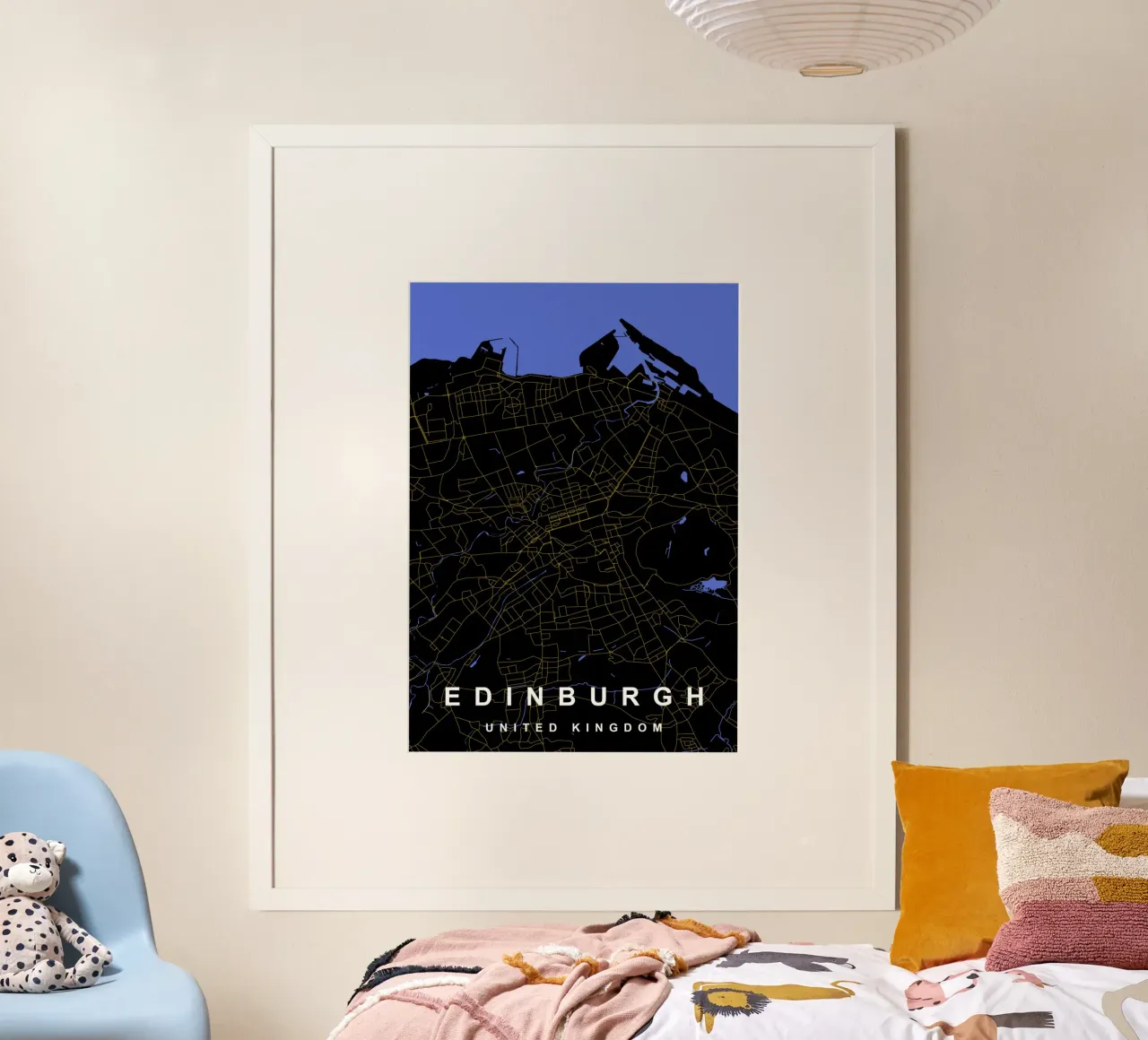 Mappa della città di Edimburgo Regno Unito nero e oro carta hahnemühle da Cartographers Library