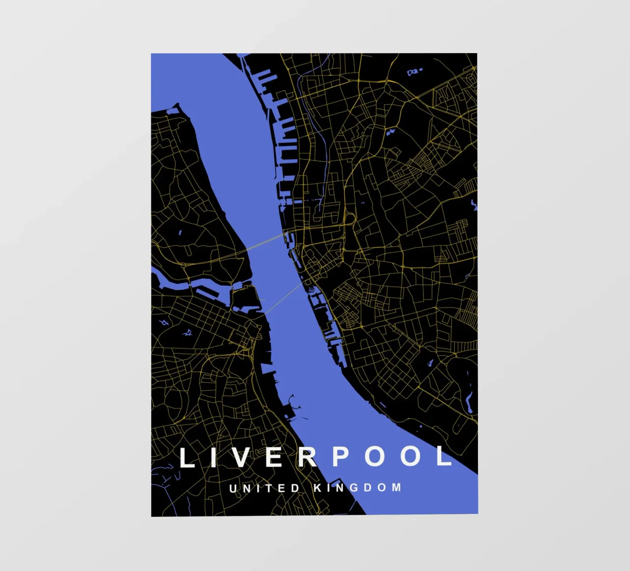 Mappa della città di Liverpool Regno Unito nero e oro telo in pvc da Cartographers Library